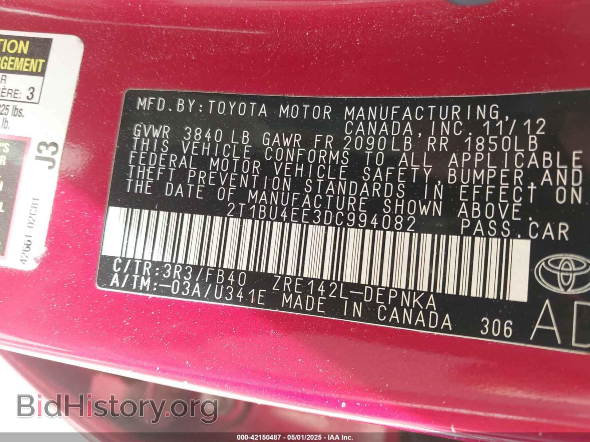 2013 TOYOTA COROLLA - VIN: 2T1BU4EE3DC994082 - Фото 9