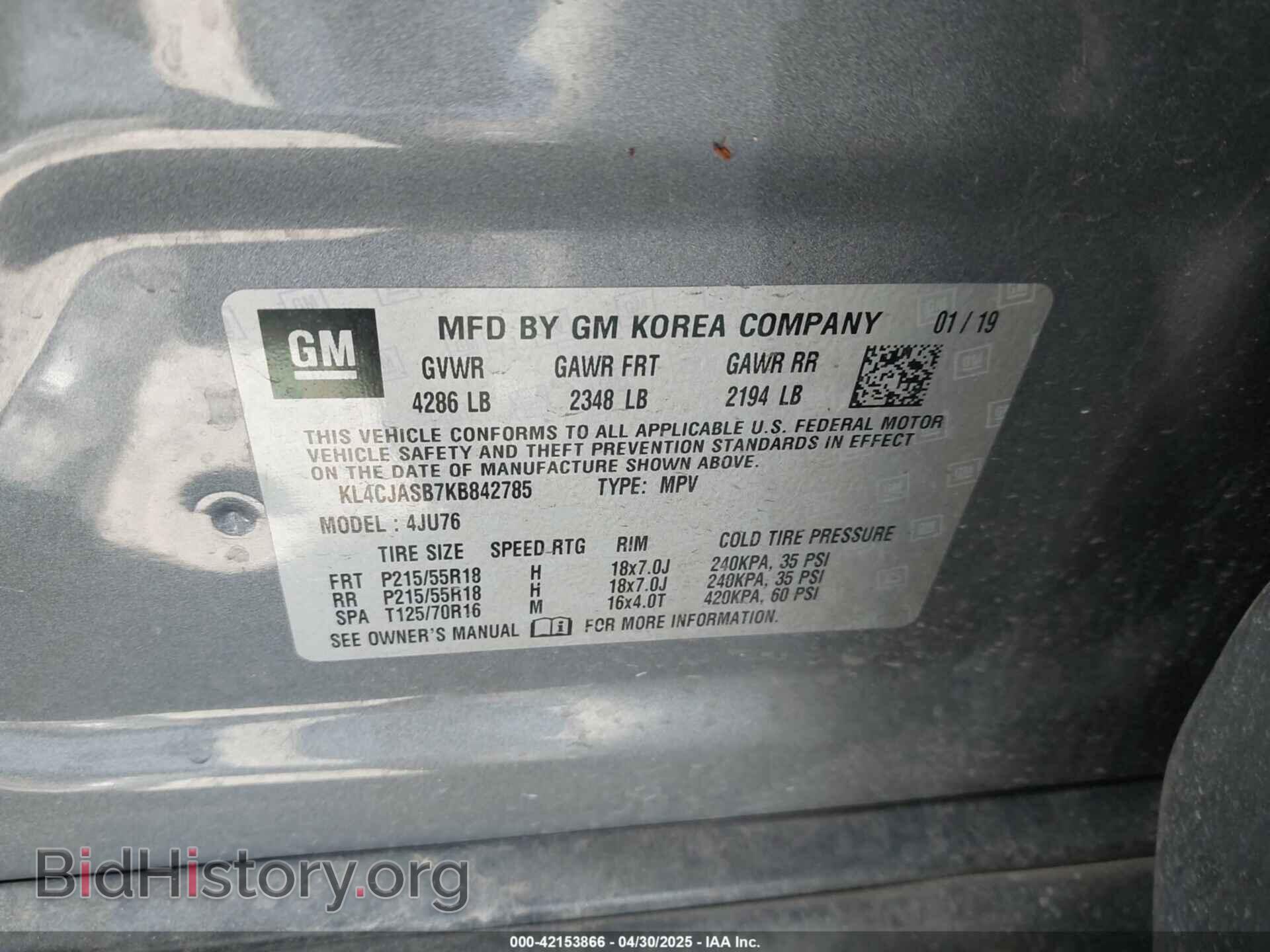 2019 BUICK ENCORE - VIN: KL4CJASB7KB842785 - Photo 9