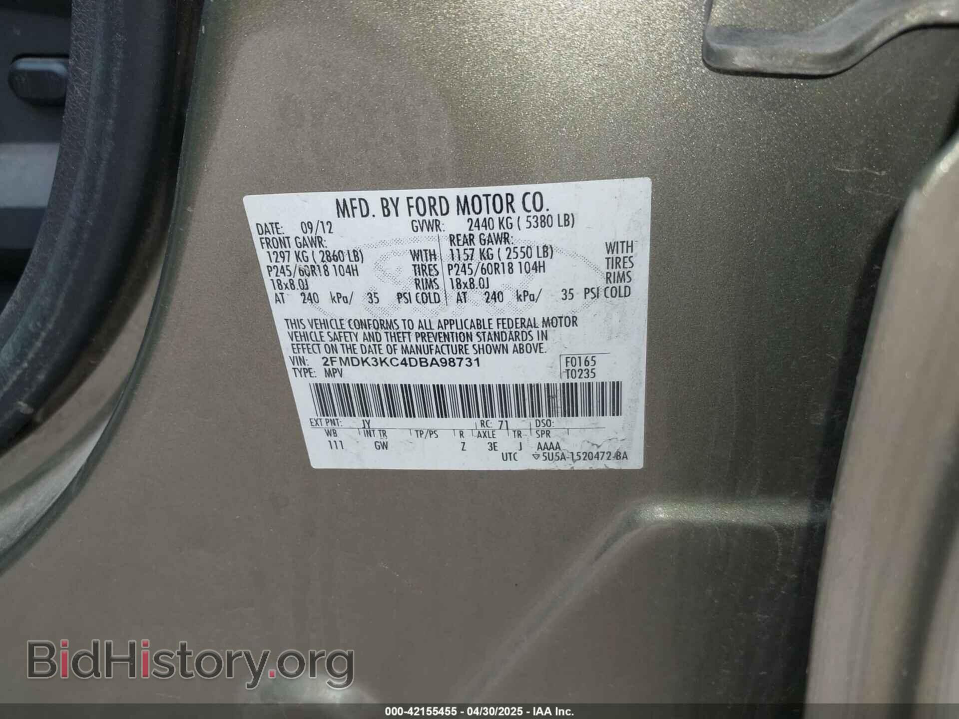 2013 FORD EDGE - VIN: 2FMDK3KC4DBA98731 - Photo 9