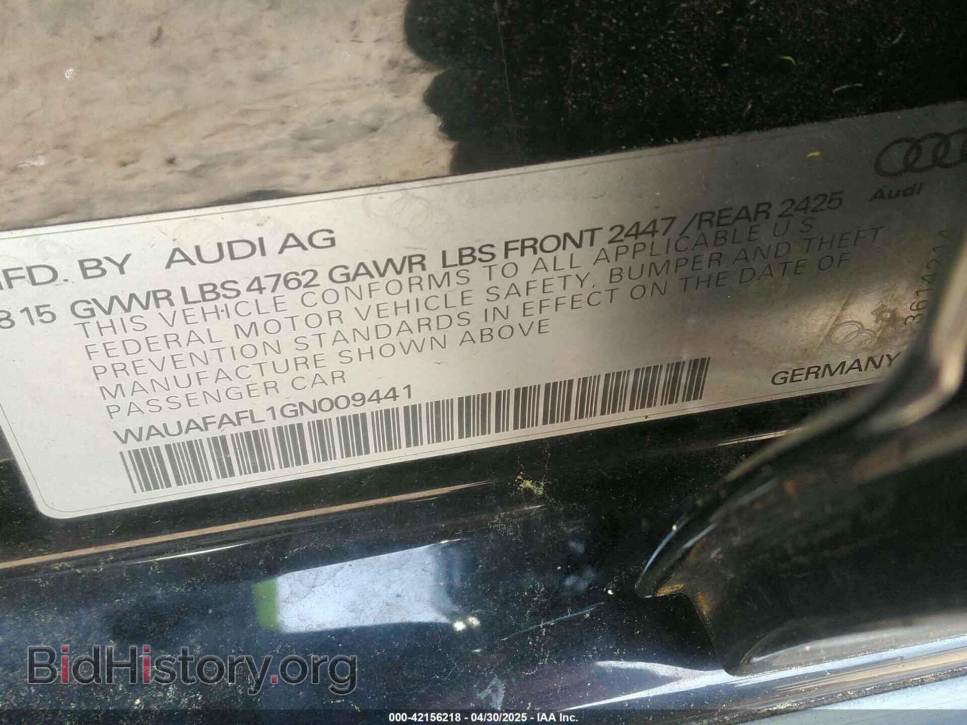 2016 AUDI A4 - VIN: WAUAFAFL1GN009441 - Фото 9