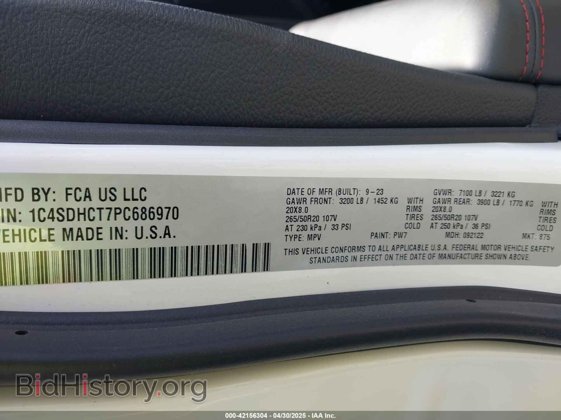 2023 DODGE DURANGO - VIN: 1C4SDHCT7PC686970 - Фото 9