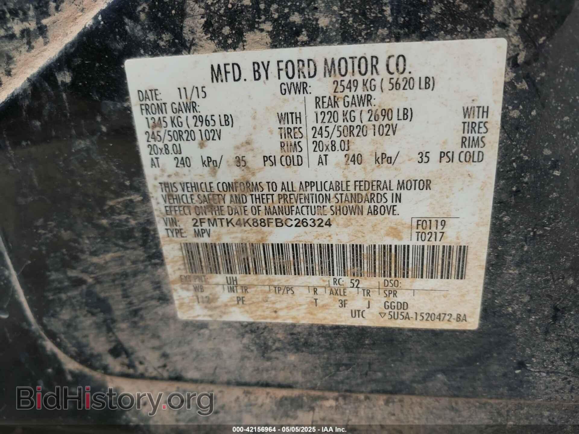 2015 FORD EDGE - VIN: 2FMTK4K88FBC26324 - Photo 9