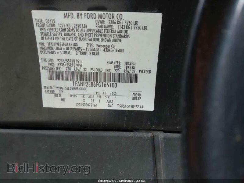 2015 Ford TAURUS (VIN 1FAHP2E86FG165100) — photo 9 of 16