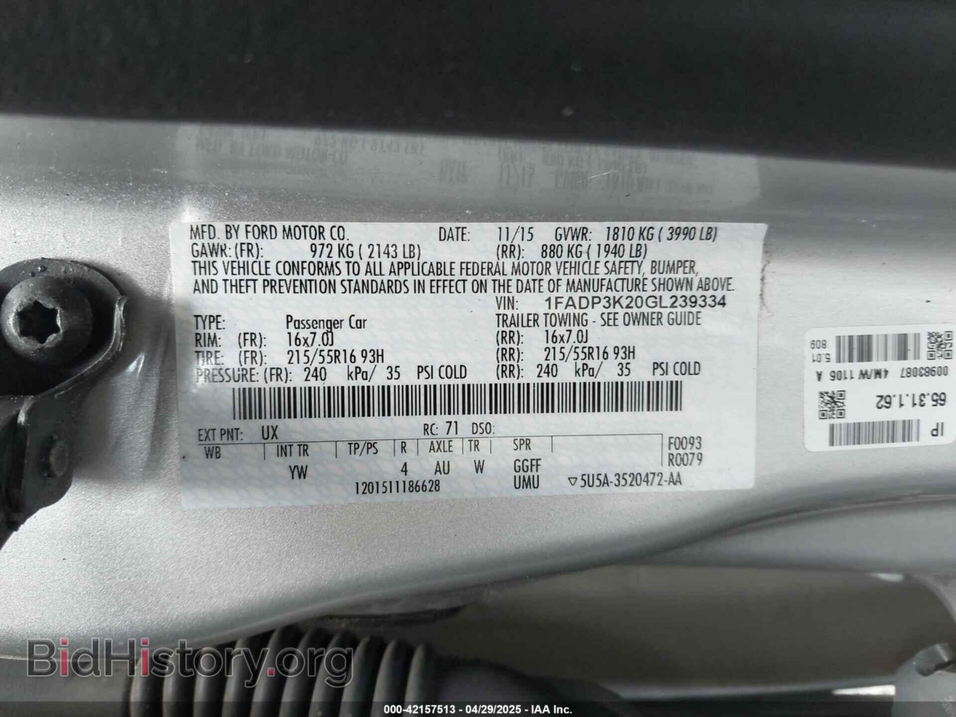 2016 FORD FOCUS - VIN: 1FADP3K20GL239334 - Фото 9