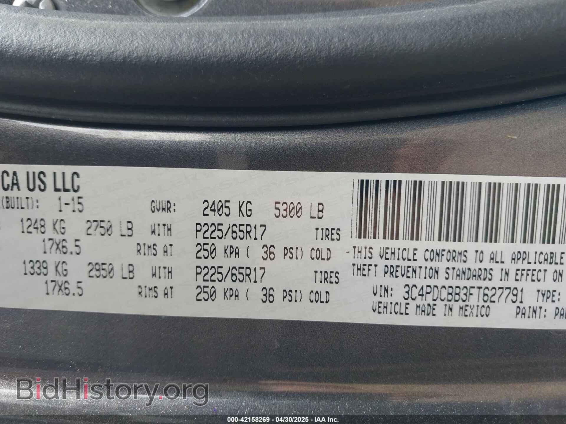 2015 DODGE JOURNEY - VIN: 3C4PDCBB3FT627791 - Фото 9
