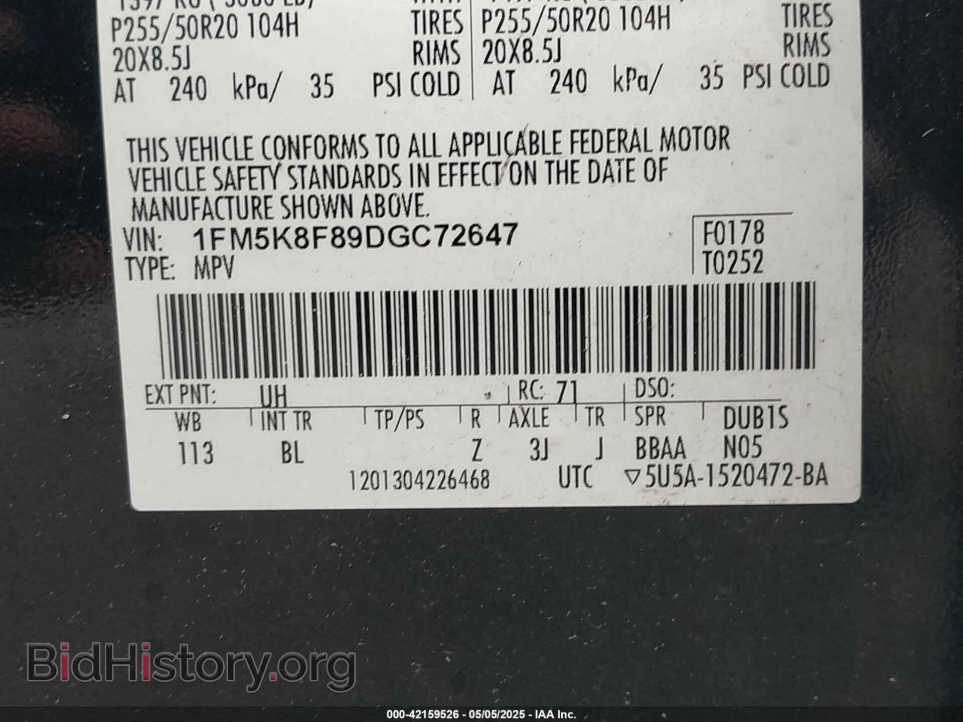 2013 FORD EXPLORER - VIN: 1FM5K8F89DGC72647 - Photo 9