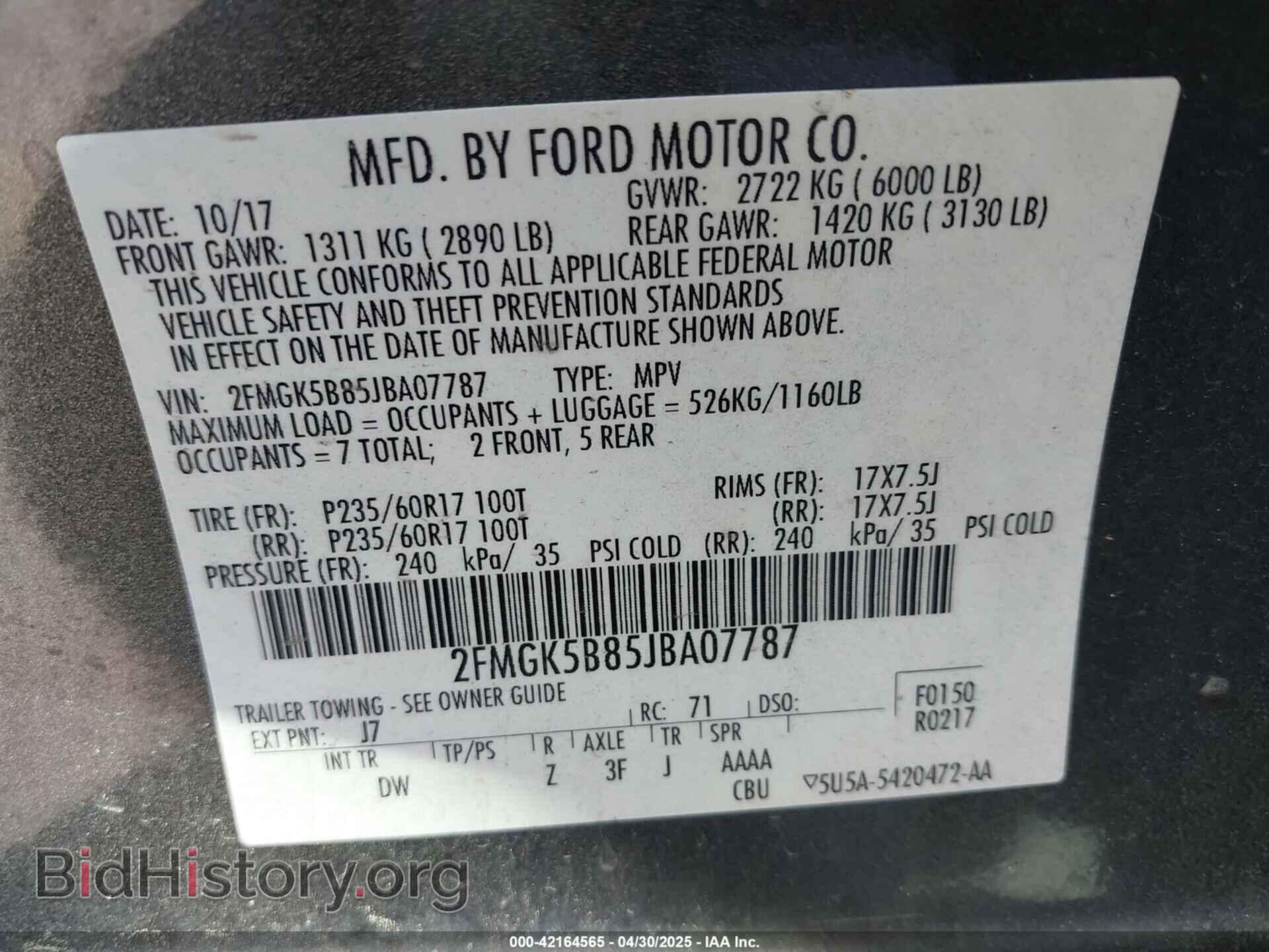 2018 FORD FLEX - VIN: 2FMGK5B85JBA07787 - Photo 9