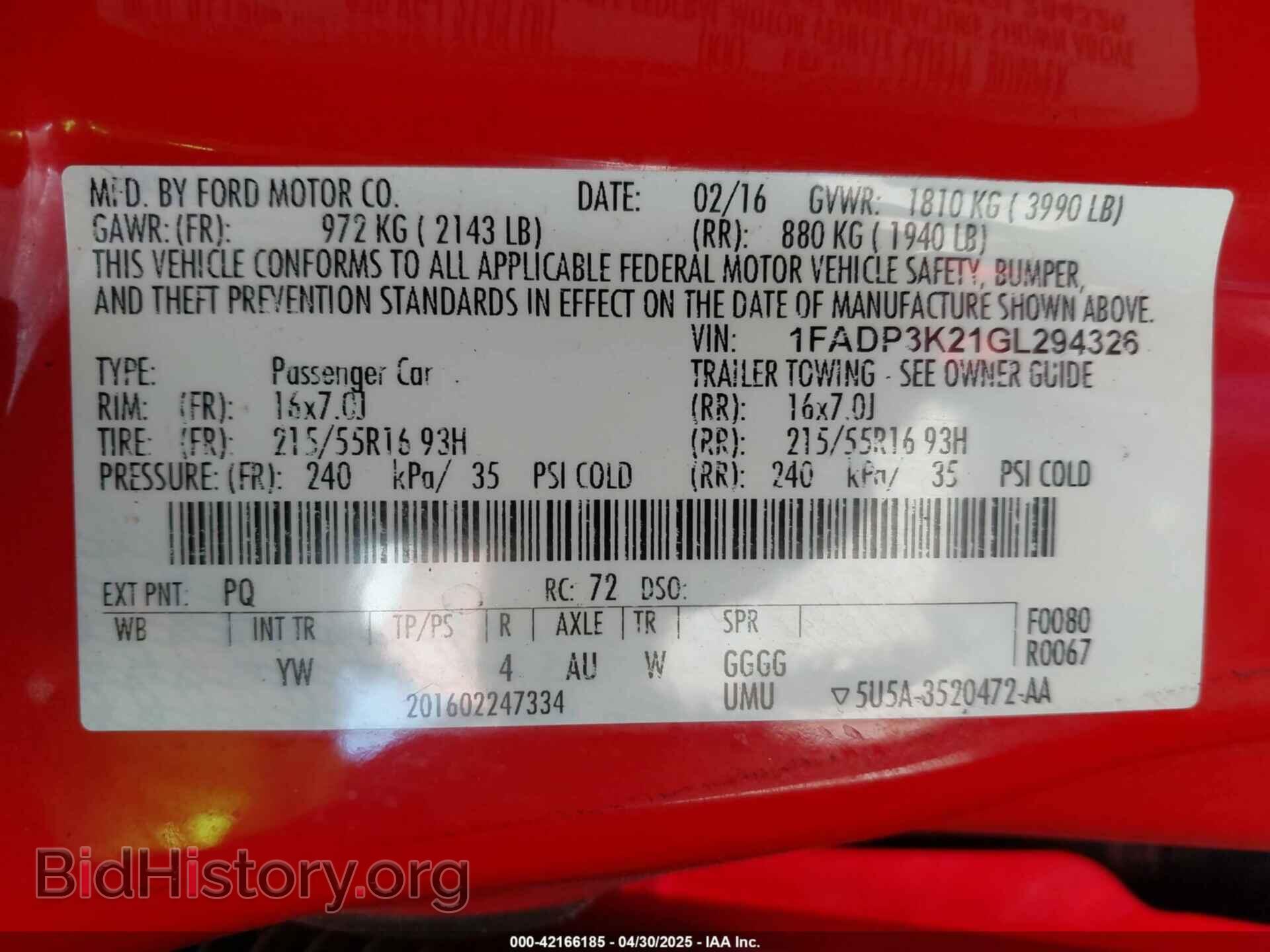 2016 FORD FOCUS - VIN: 1FADP3K21GL294326 - Фото 9