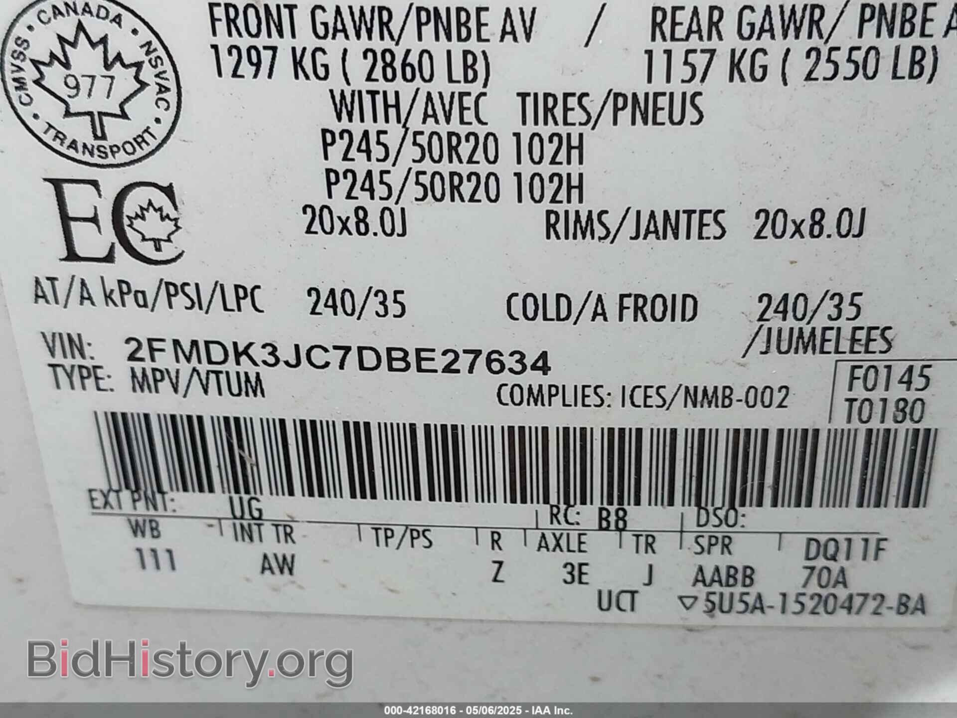 2013 FORD EDGE - VIN: 2FMDK3JC7DBE27634 - Photo 9