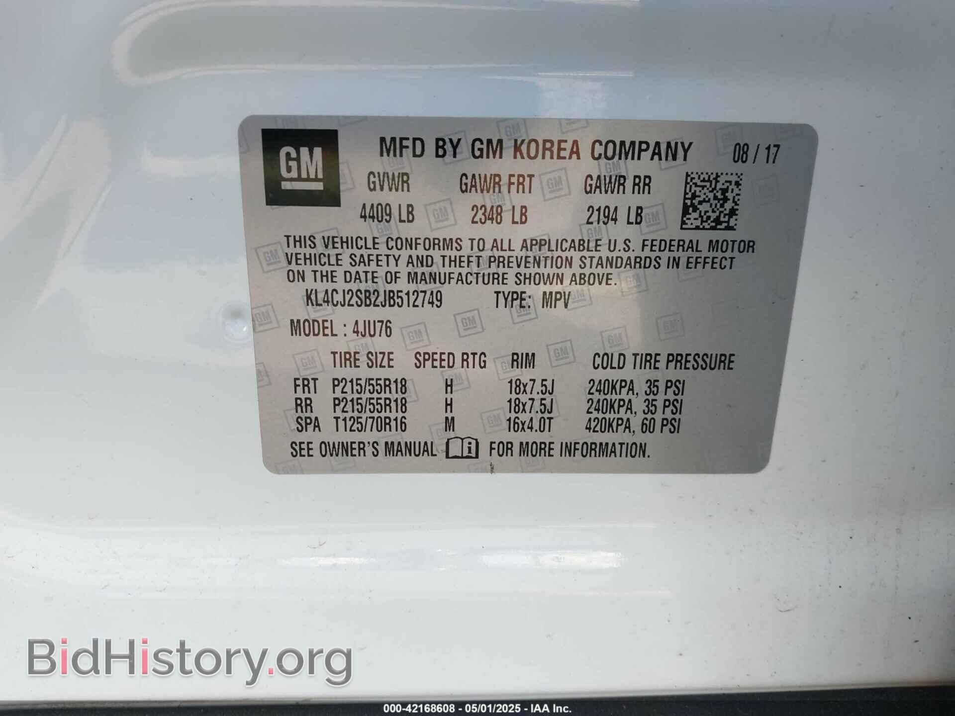 2018 BUICK ENCORE - VIN: KL4CJ2SB2JB512749 - Фото 9