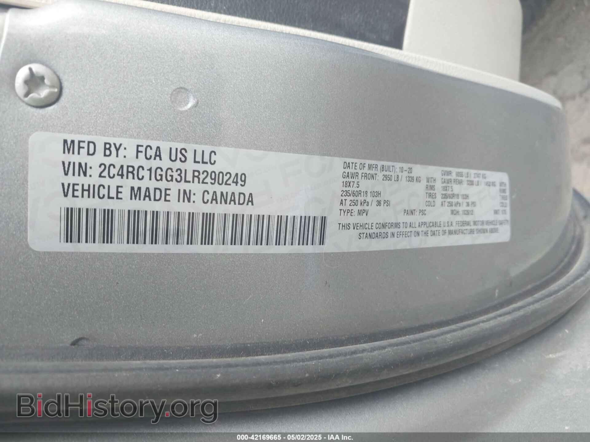 2020 CHRYSLER PACIFICA - VIN: 2C4RC1GG3LR290249 - Фото 9