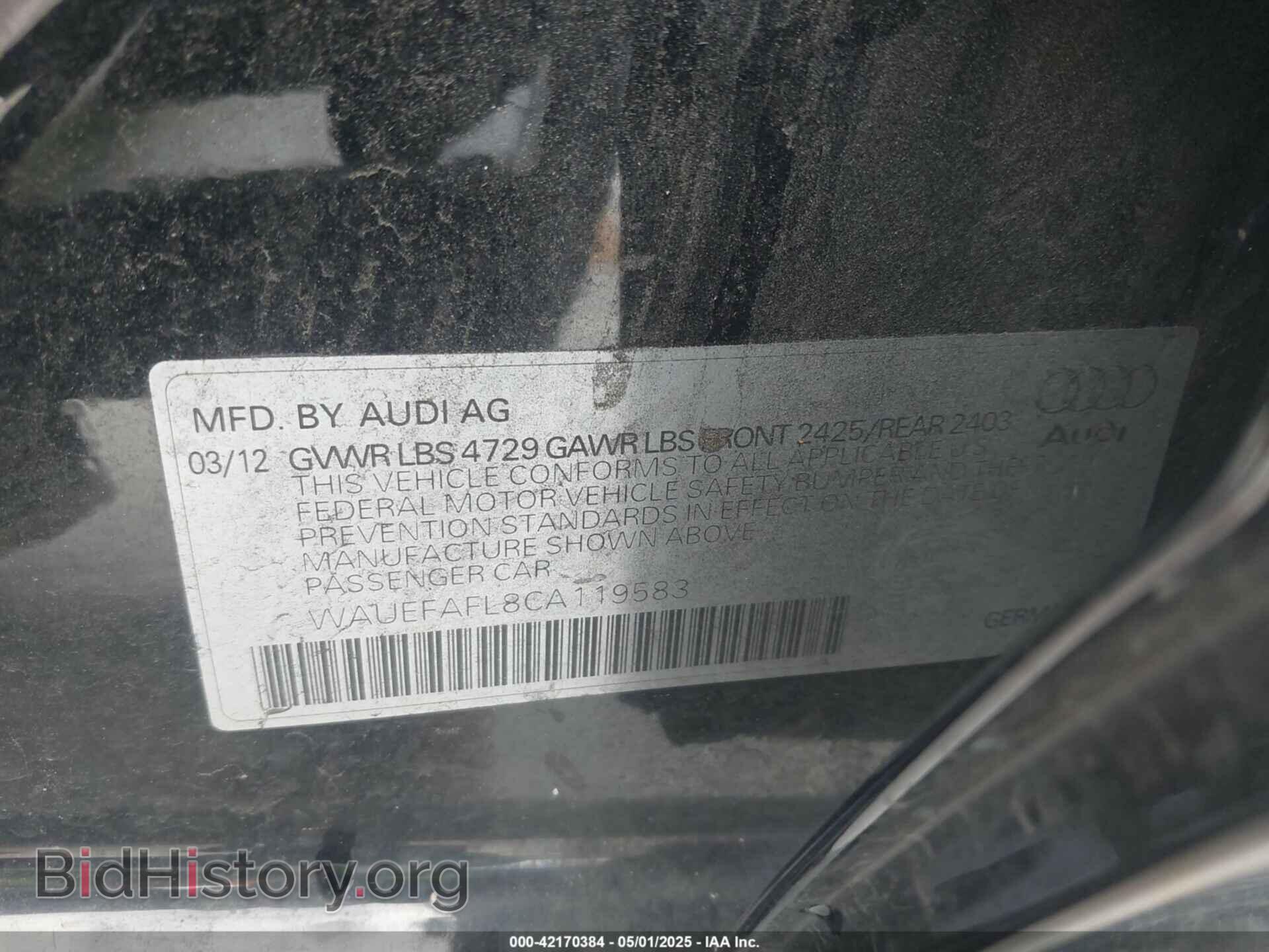 2012 AUDI A4 - VIN: WAUEFAFL8CA119583 - Фото 9