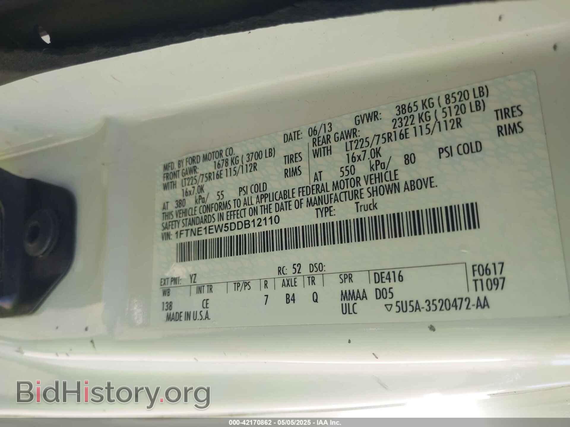 2013 FORD E-150 - VIN: 1FTNE1EW5DDB12110 - Фото 9