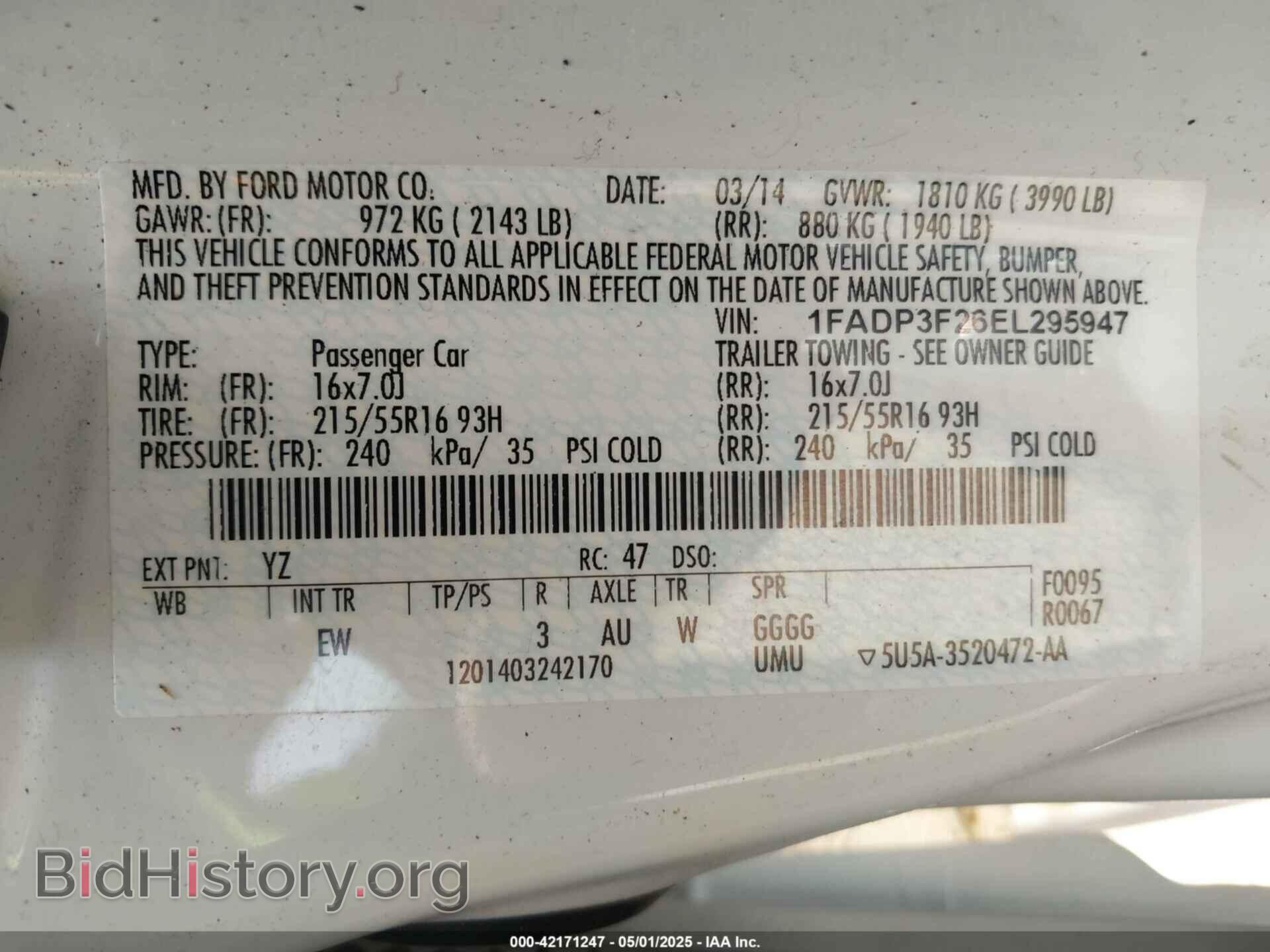 2014 FORD FOCUS - VIN: 1FADP3F26EL295947 - Фото 9