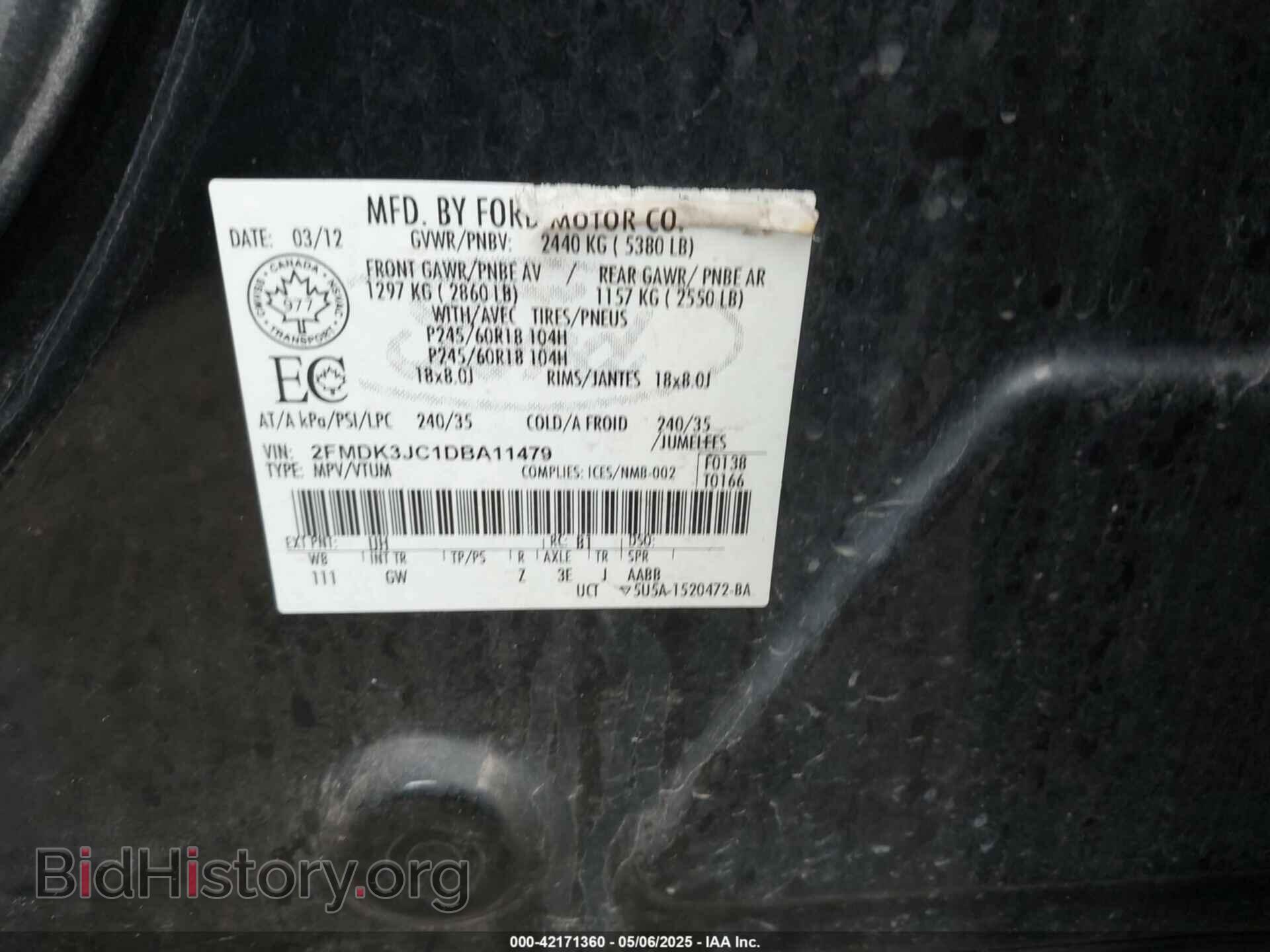 2013 FORD EDGE - VIN: 2FMDK3JC1DBA11479 - Фото 9