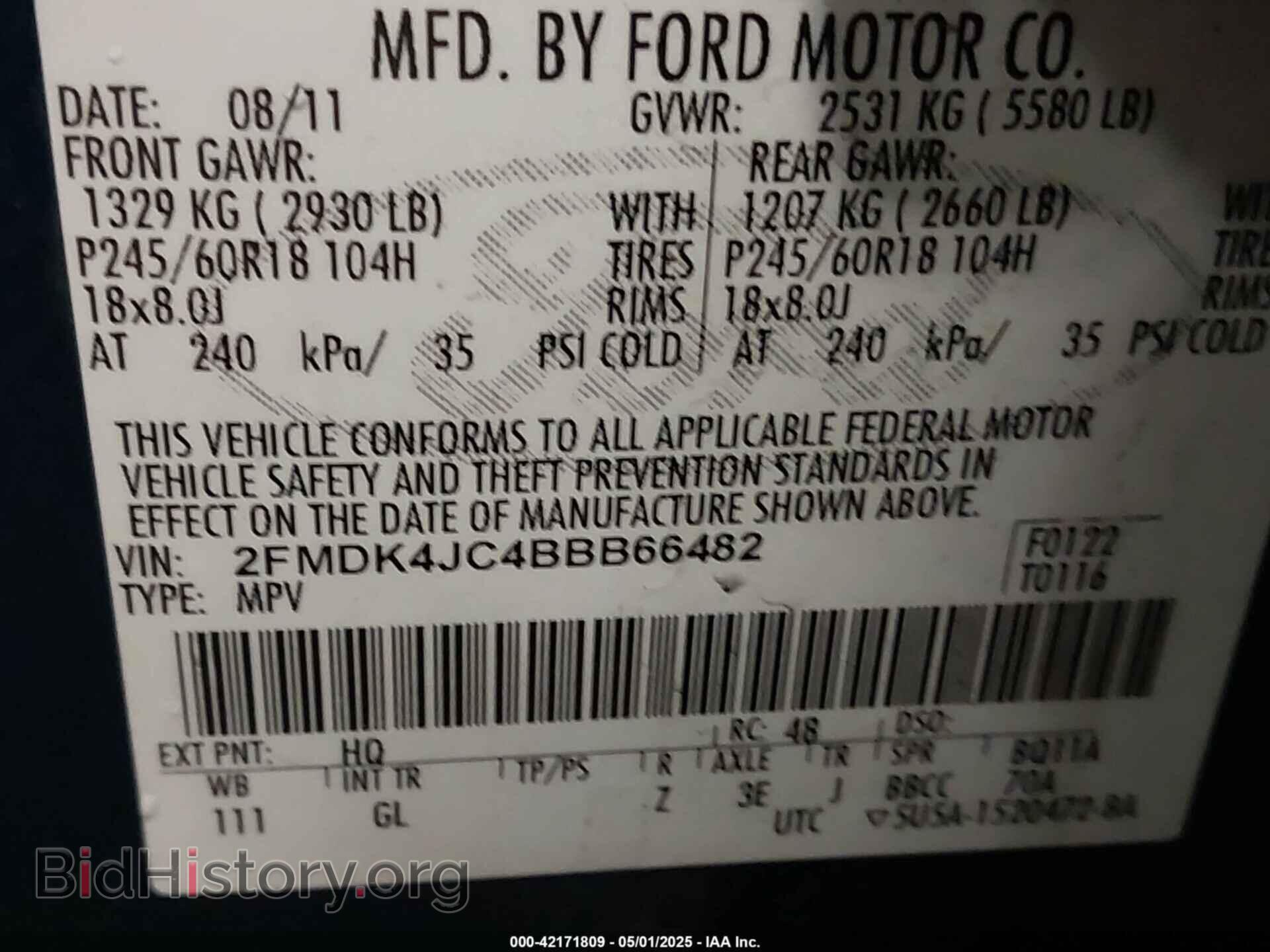 2011 FORD EDGE - VIN: 2FMDK4JC4BBB66482 - Photo 9