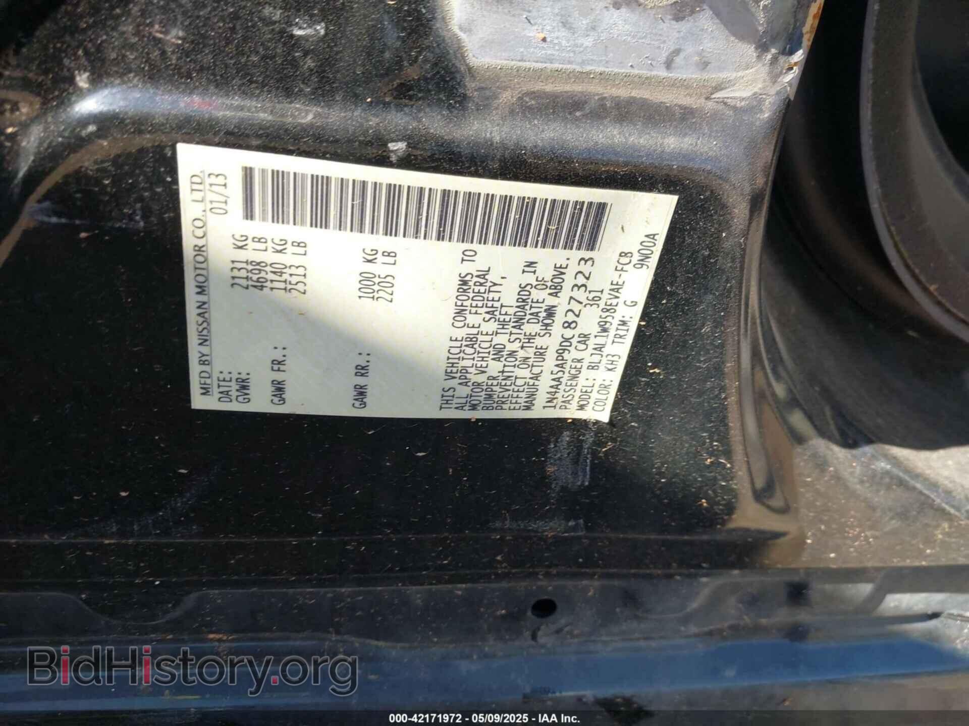 2013 NISSAN MAXIMA - VIN: 1N4AA5AP9DC827323 - Фото 9
