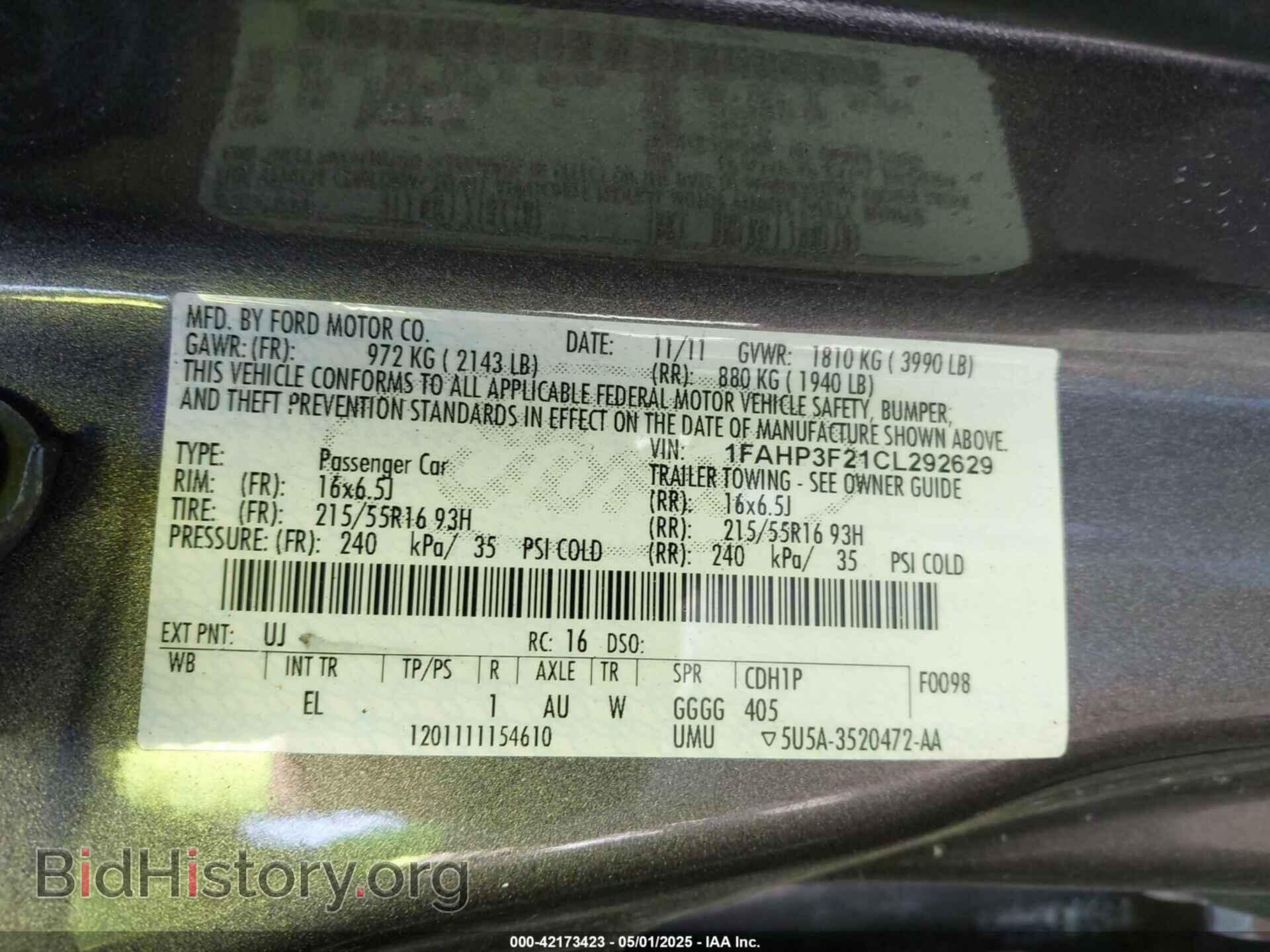 2012 FORD FOCUS - VIN: 1FAHP3F21CL292629 - Фото 9