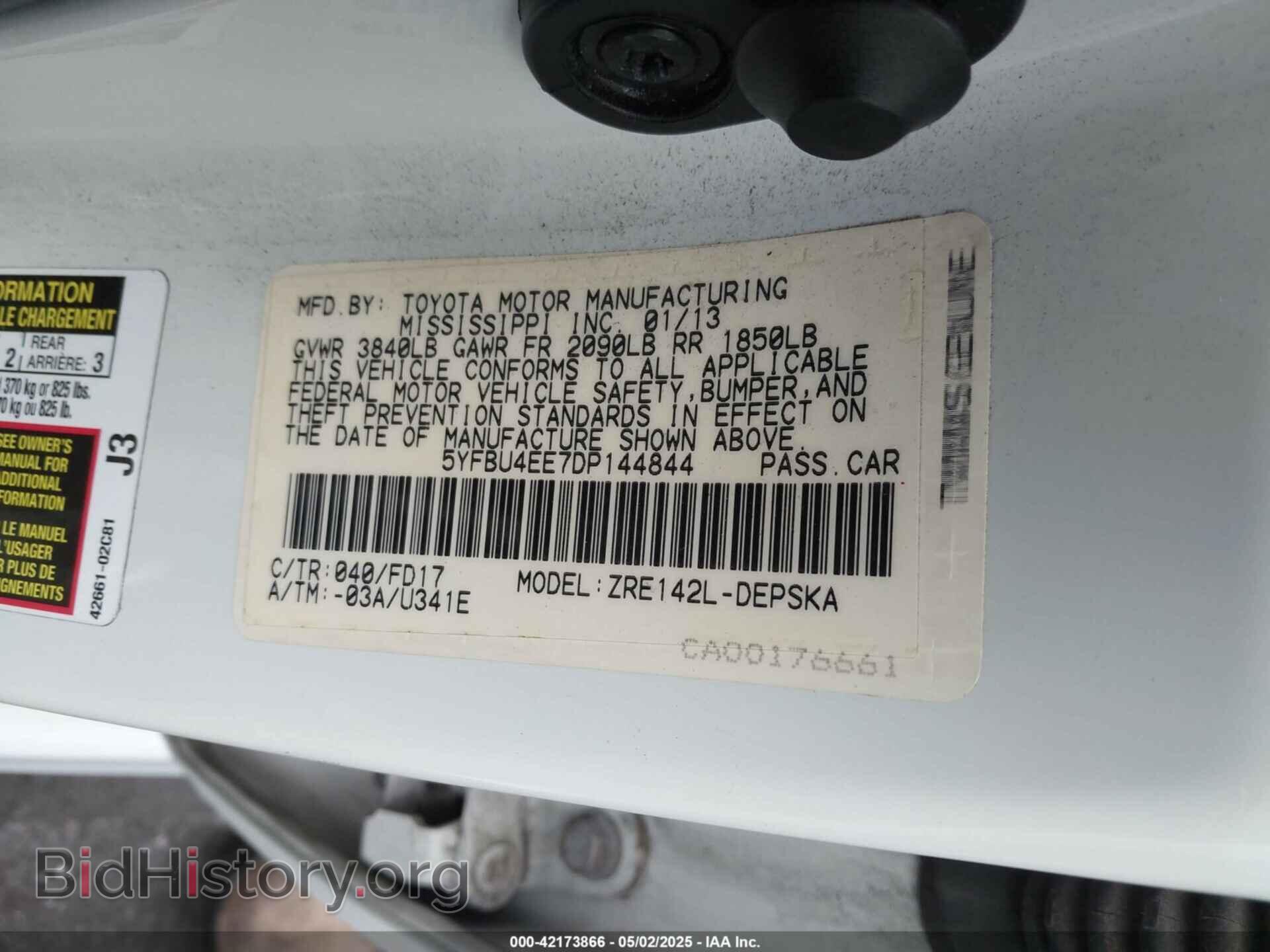 2013 TOYOTA COROLLA - VIN: 5YFBU4EE7DP144844 - Фото 9