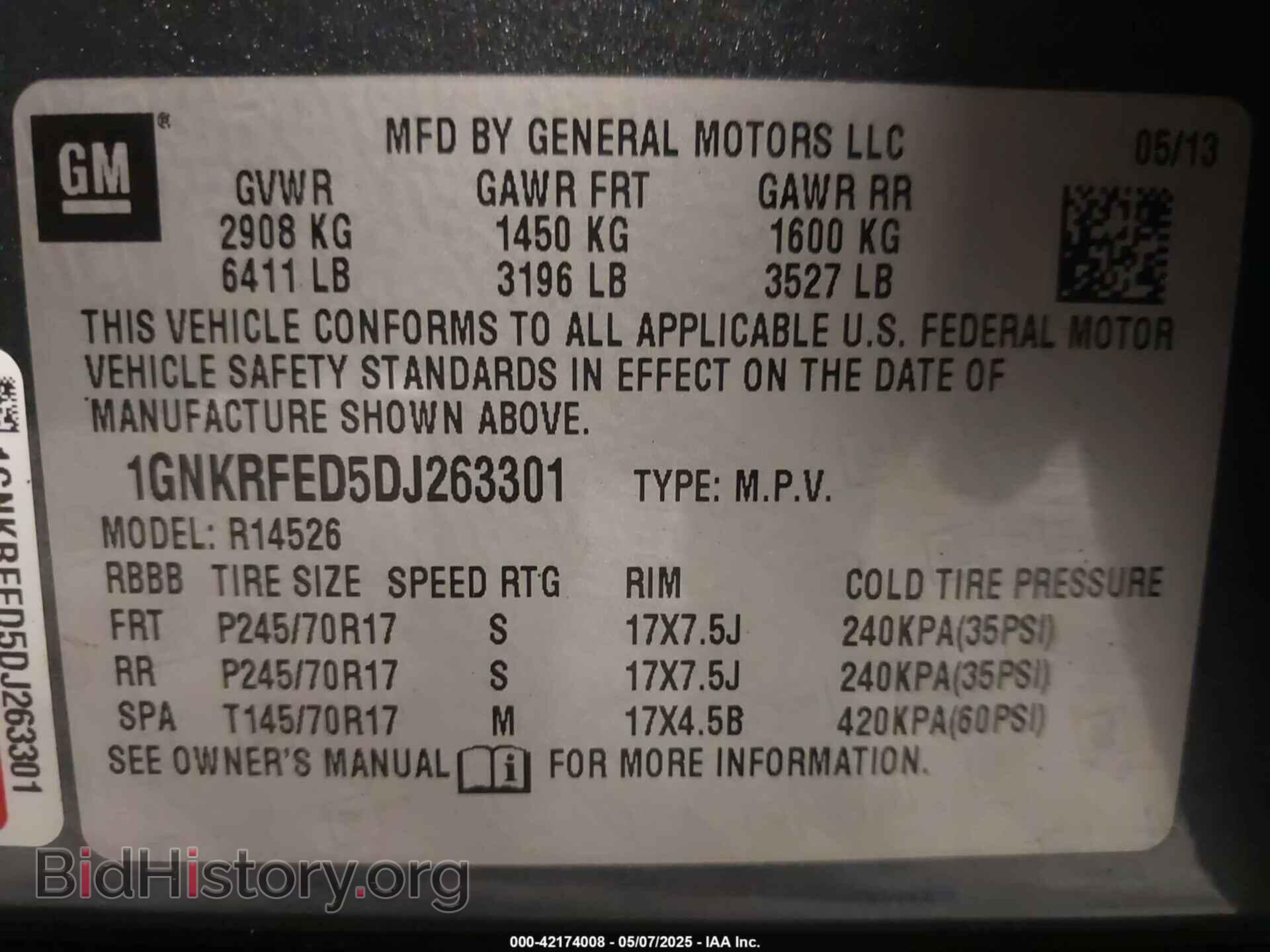 2013 CHEVROLET TRAVERSE - VIN: 1GNKRFED5DJ263301 - Фото 9