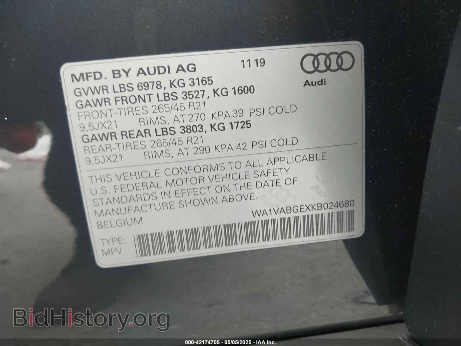 2019 AUDI E-TRON - VIN: WA1VABGEXKB024680 - Фото 9