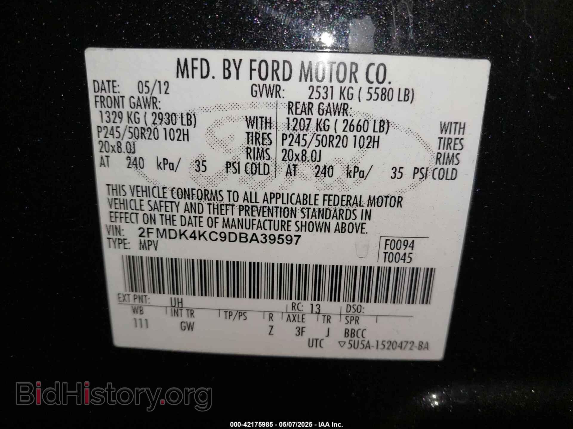 2013 FORD EDGE - VIN: 2FMDK4KC9DBA39597 - Фото 9