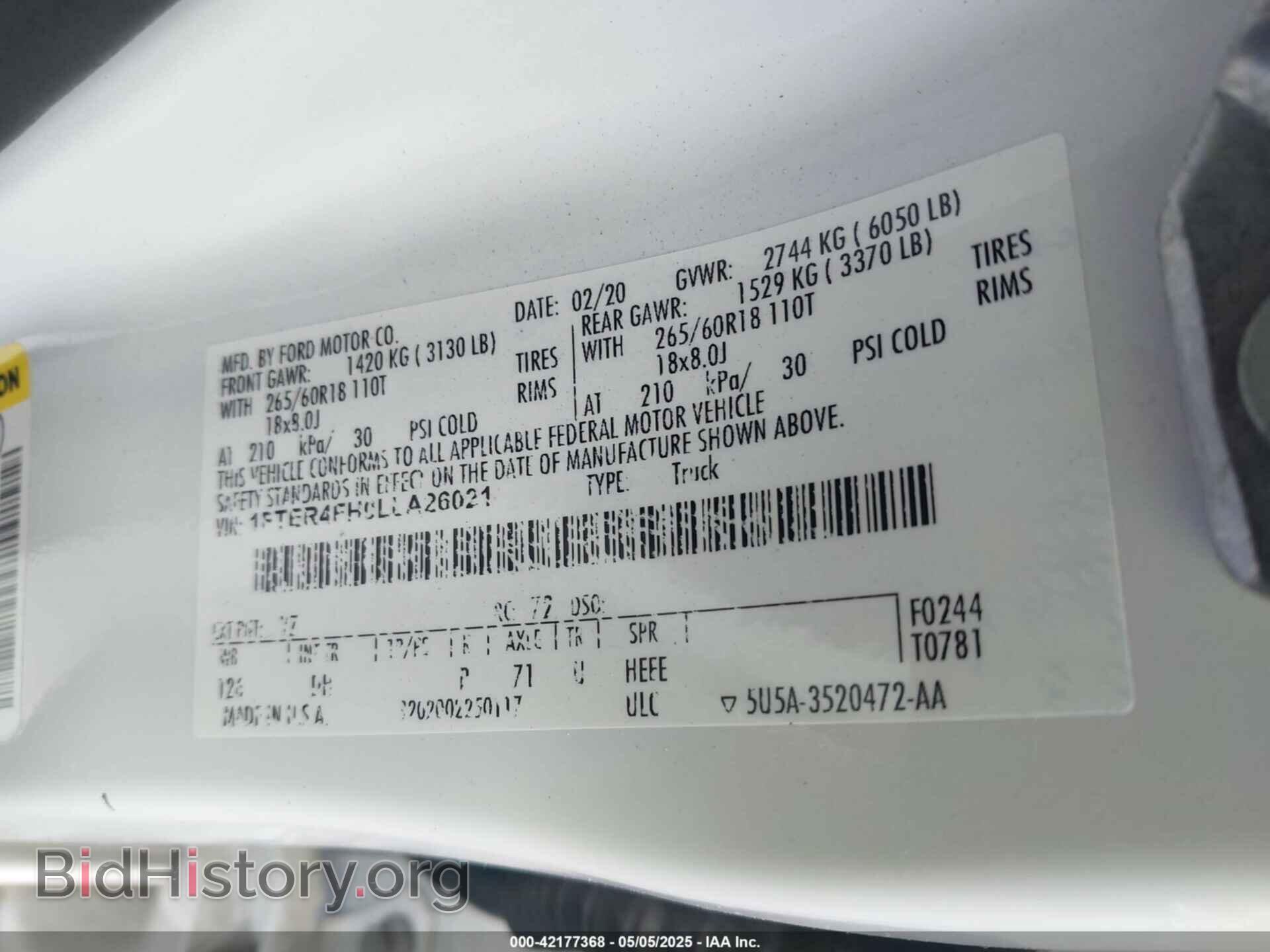 2020 FORD RANGER - VIN: 1FTER4FHOLLA26021 - Фото 9