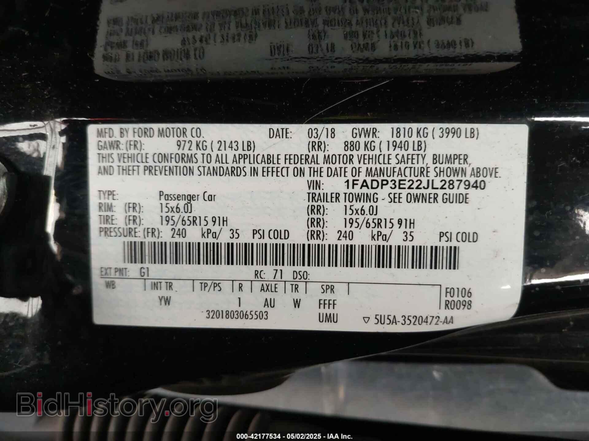 2018 FORD FOCUS - VIN: 1FADP3E22JL287940 - Фото 9