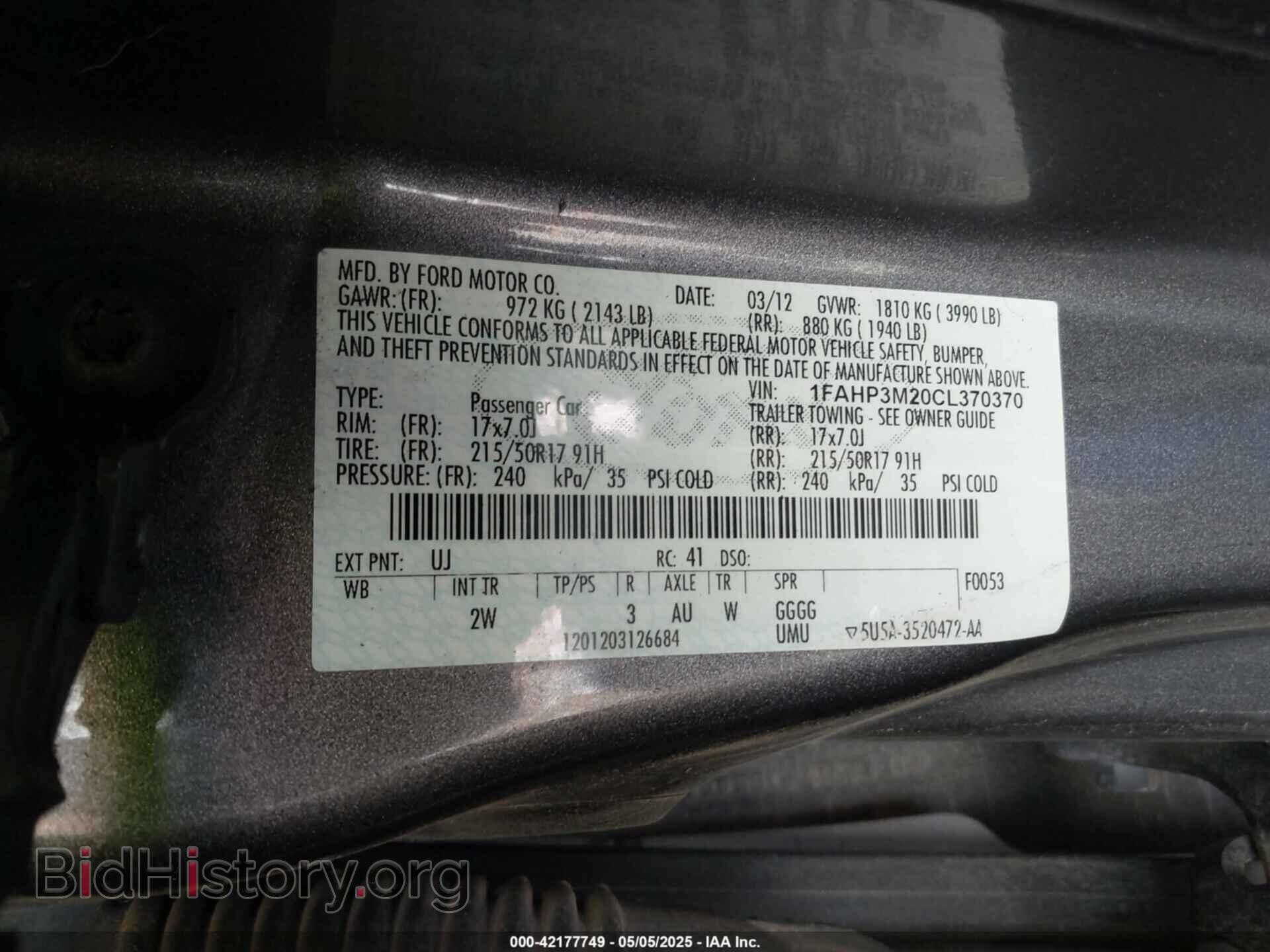 2012 FORD FOCUS - VIN: 1FAHP3M20CL370370 - Фото 9