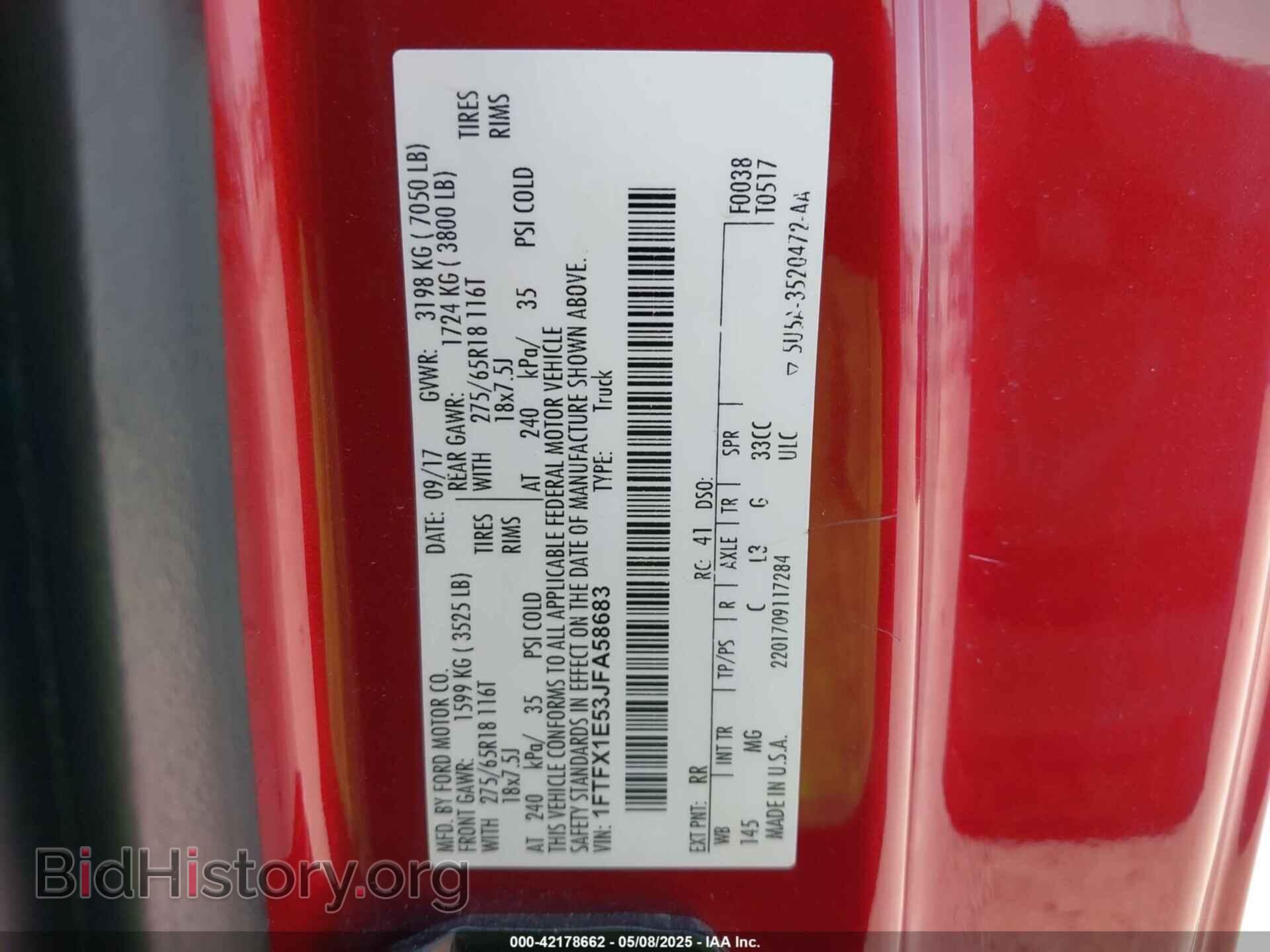 2018 FORD F-150 - VIN: 1FTFX1E53JFA58683 - Фото 9