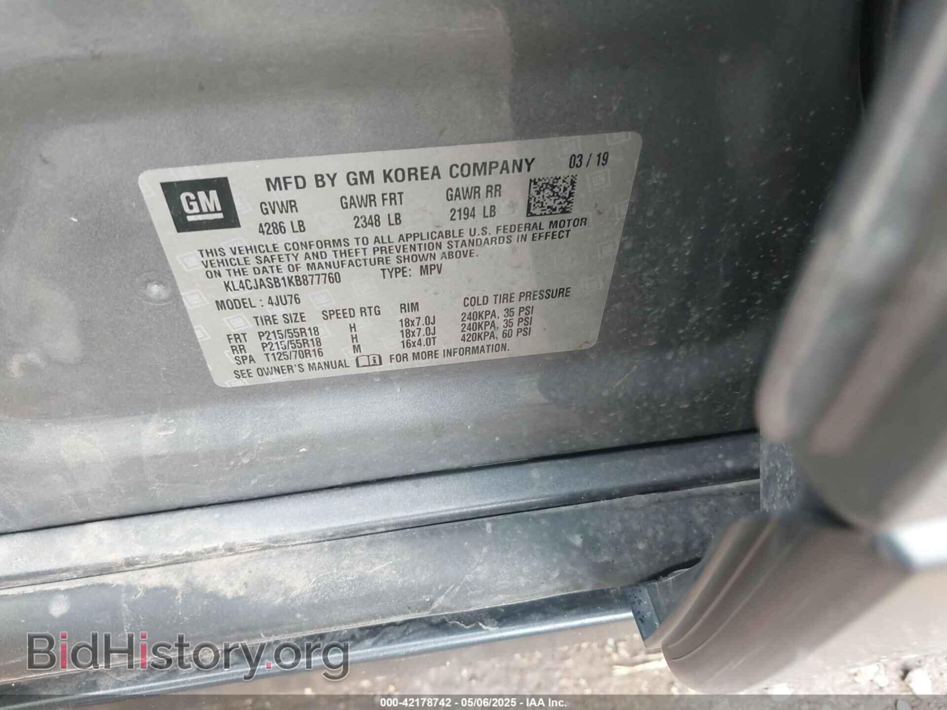 2019 BUICK ENCORE - VIN: KL4CJASB1KB877760 - Фото 9