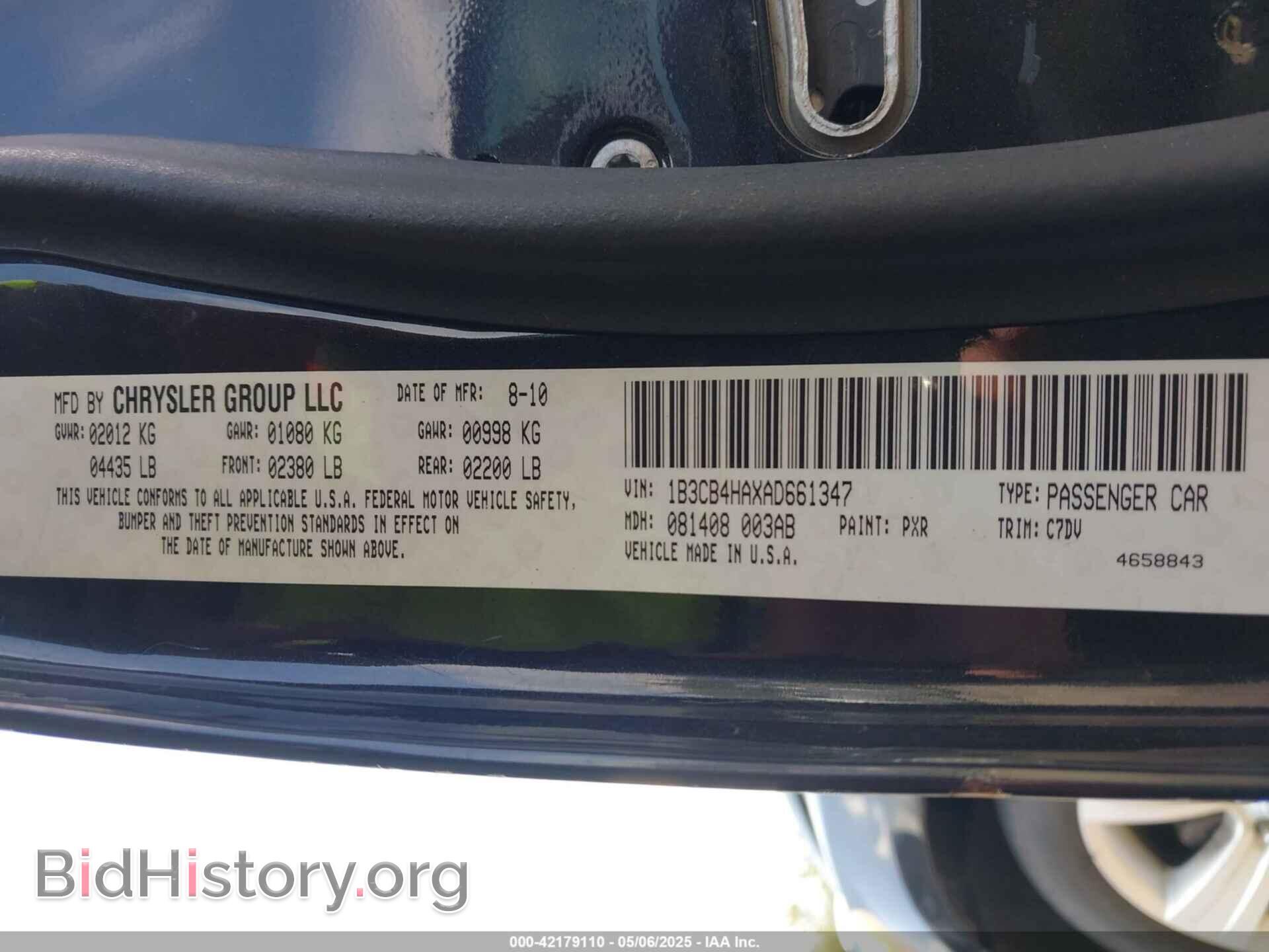 2010 DODGE CALIBER - VIN: 1B3CB4HAXAD661347 - Фото 9