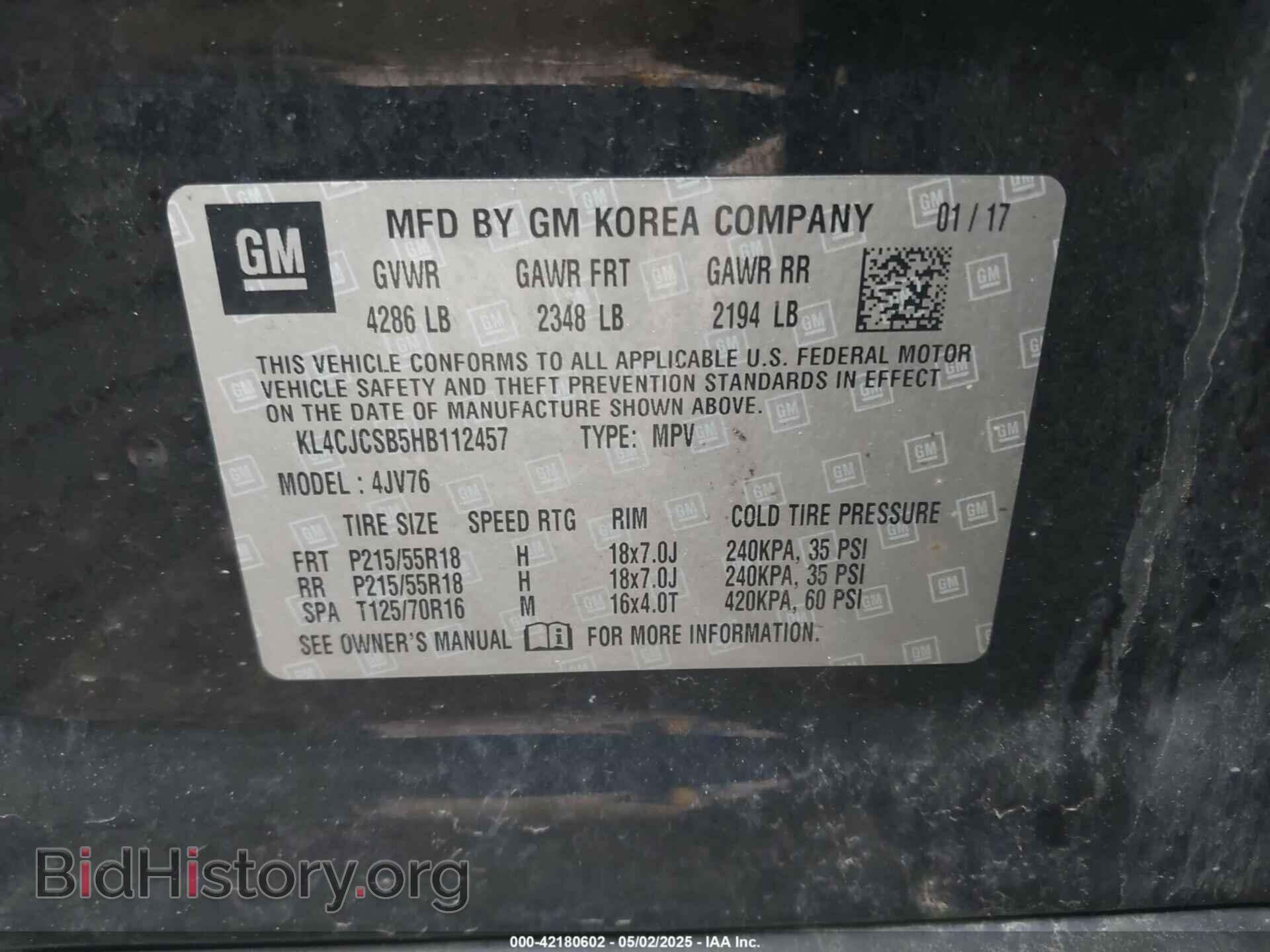 2017 BUICK ENCORE - VIN: KL4CJCSB5HB112457 - Photo 9