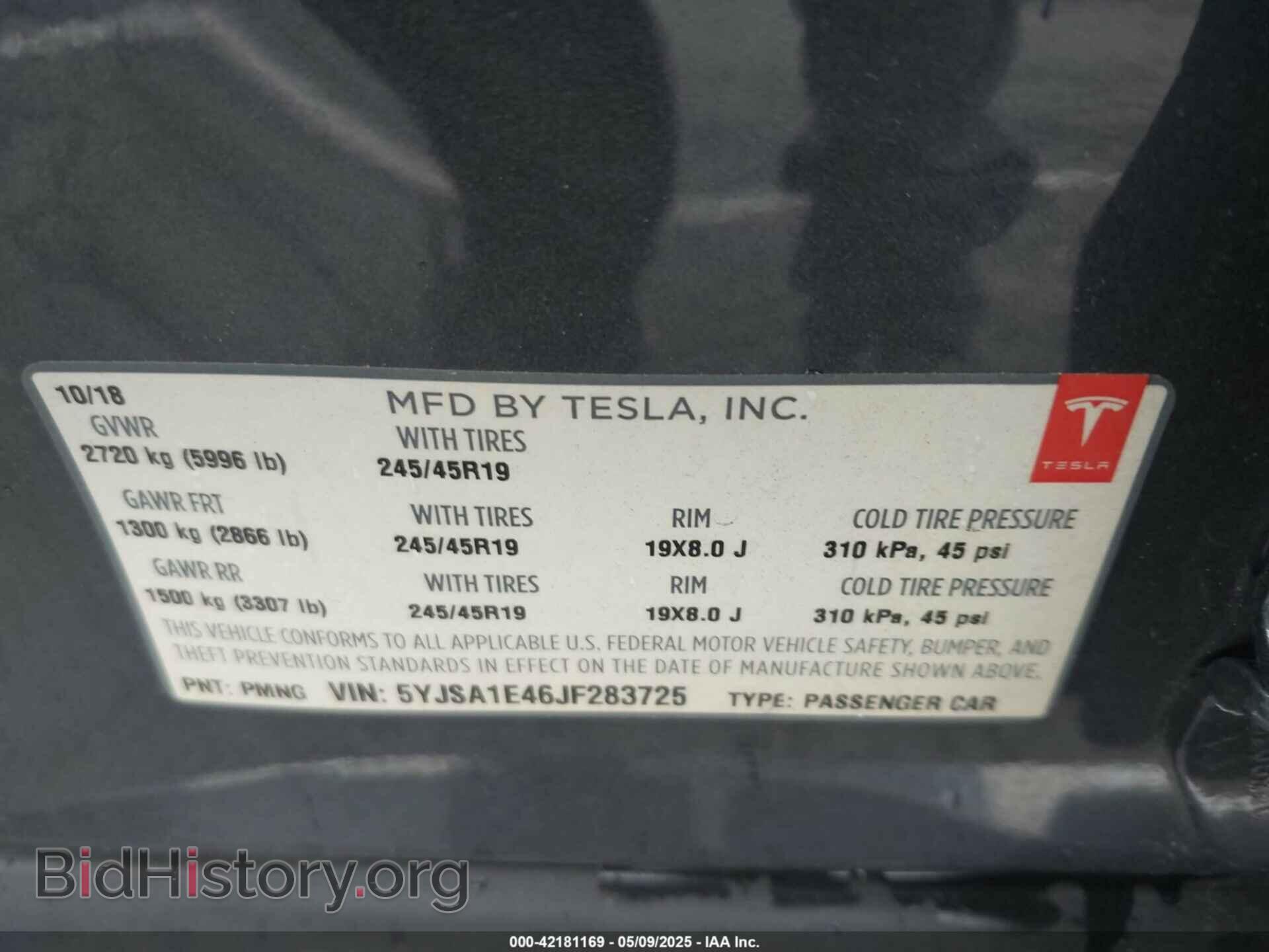 2018 TESLA MODEL S - VIN: 5YJSA1E46JF283725 - Photo 9