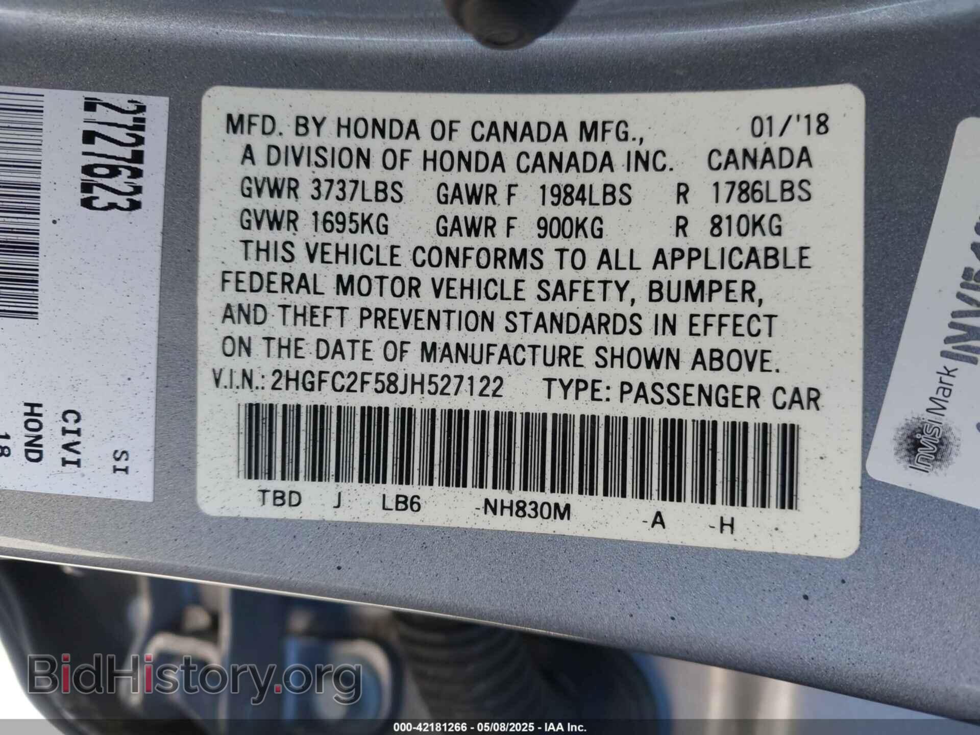 2018 HONDA CIVIC - VIN: 2HGFC2F58JH527122 - Фото 9