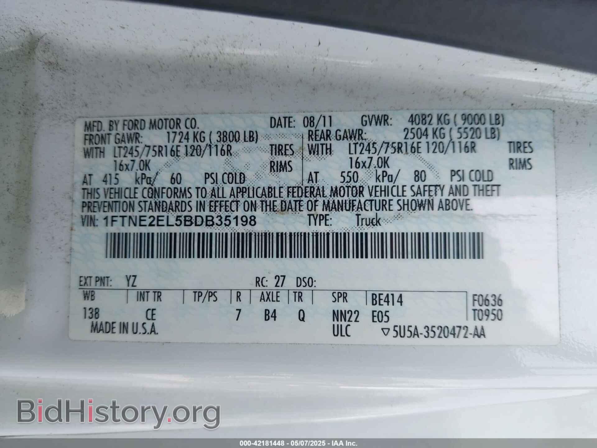 2011 FORD E-250 - VIN: 1FTNE2EL5BDB35198 - Фото 9