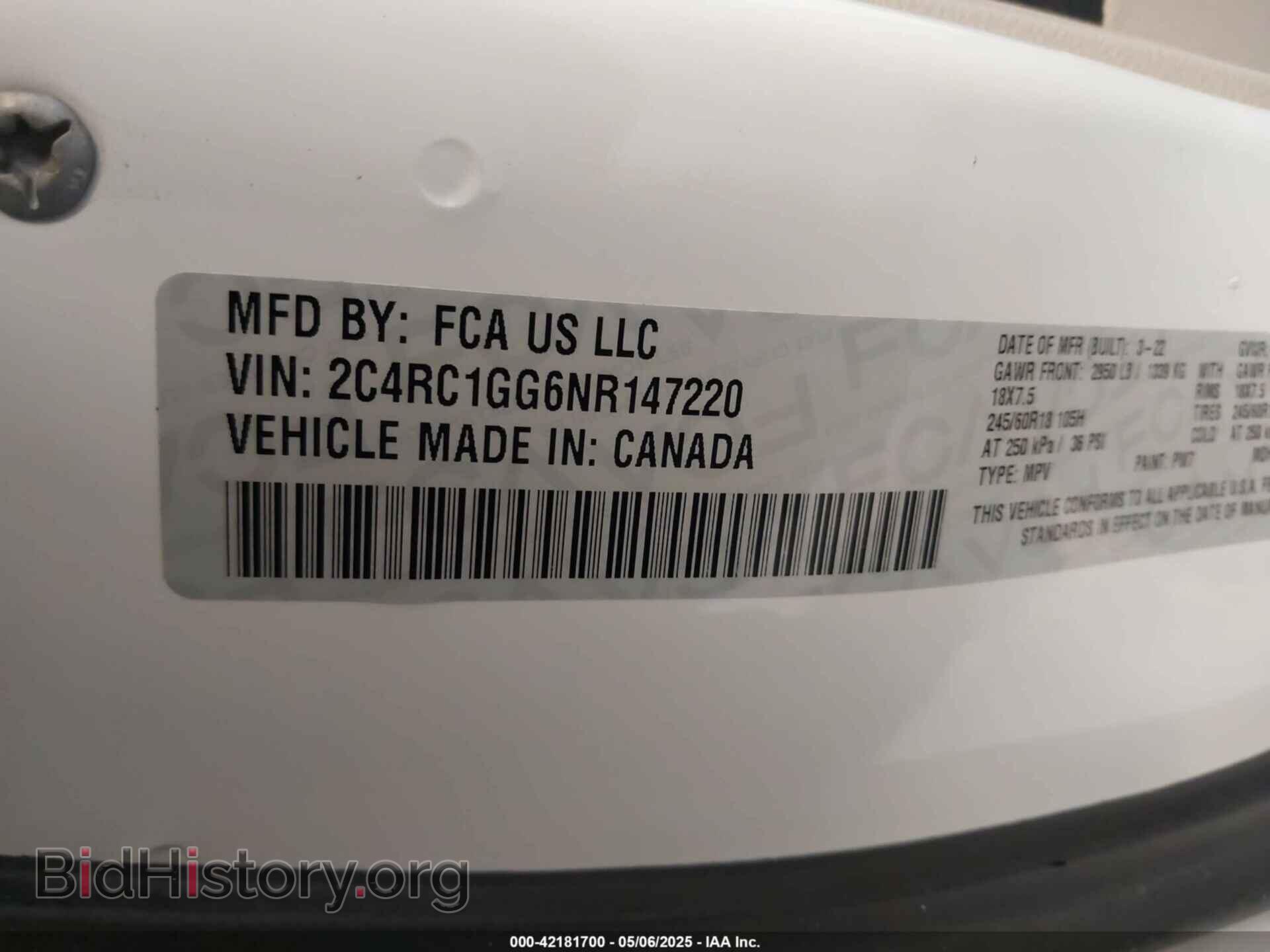 2022 CHRYSLER PACIFICA - VIN: 2C4RC1GG6NR147220 - Фото 9