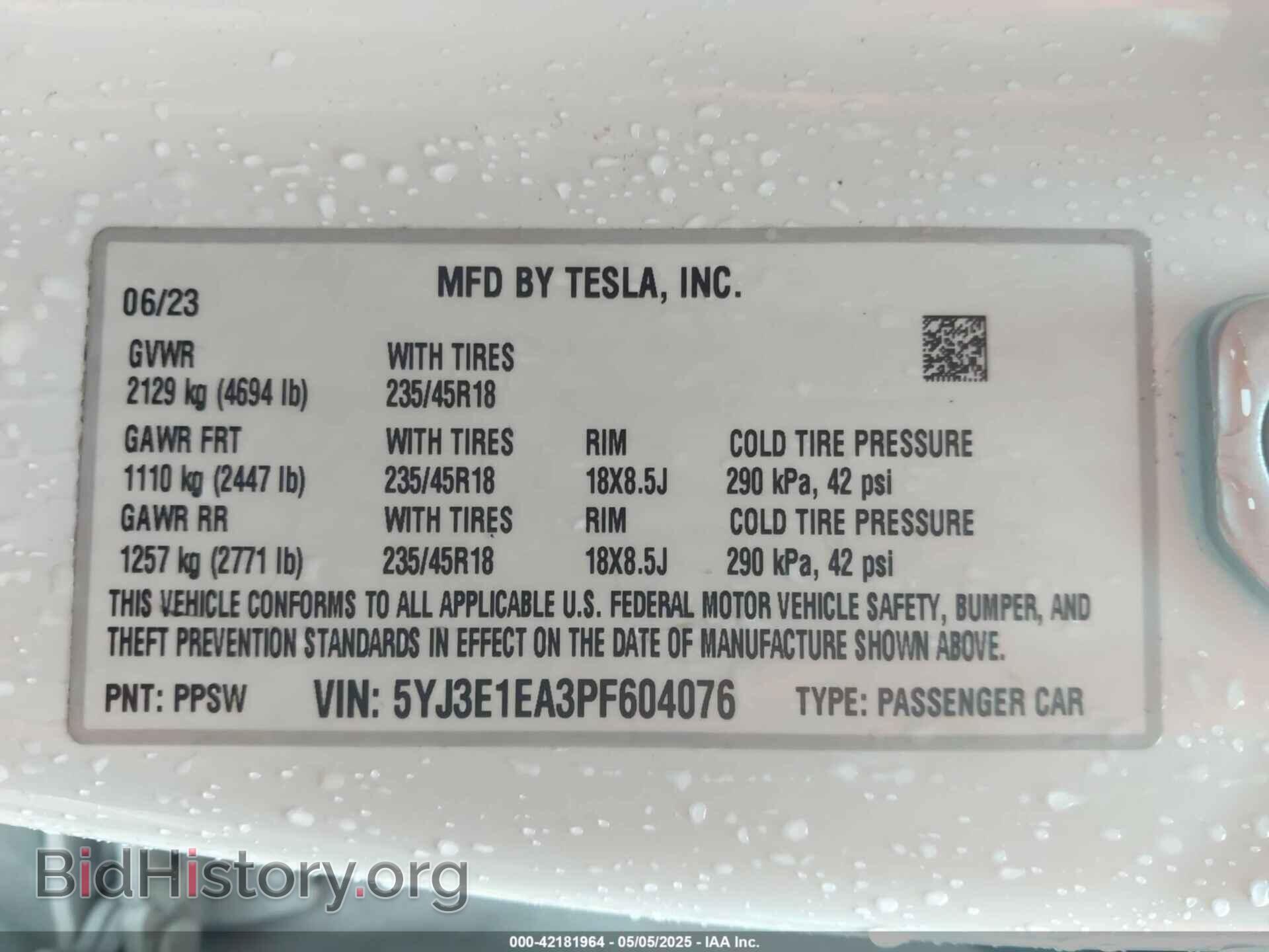 2023 TESLA MODEL 3 - VIN: 5YJ3E1EA3PF604076 - Фото 9