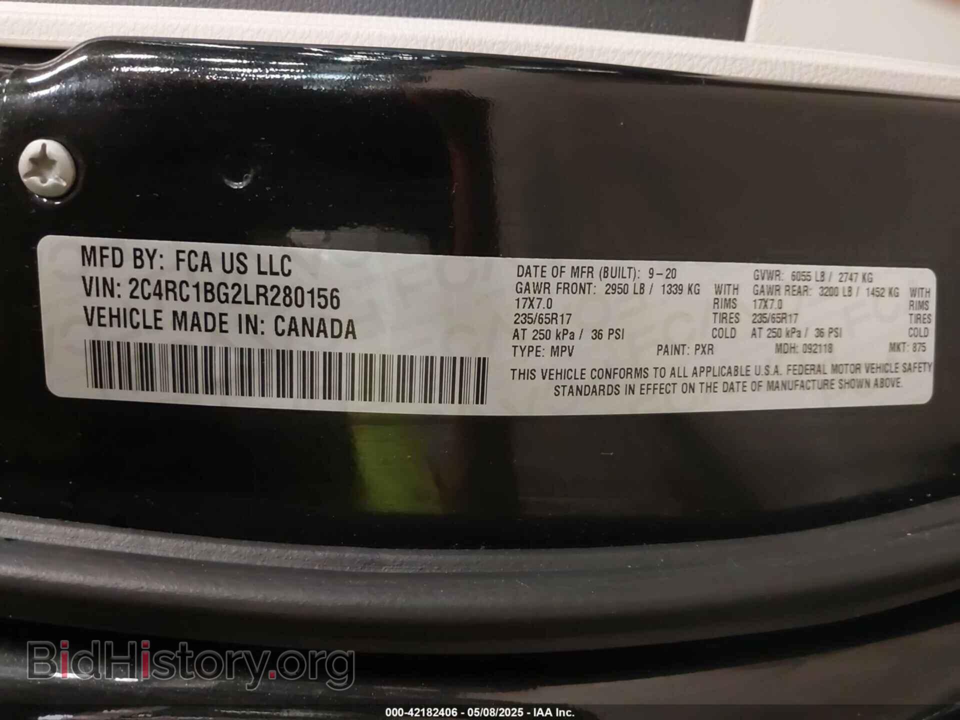 2020 CHRYSLER PACIFICA - VIN: 2C4RC1BG2LR280156 - Фото 9