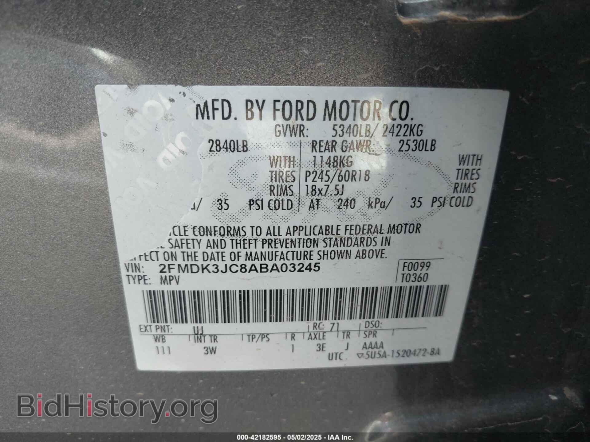 2010 FORD EDGE - VIN: 2FMDK3JC8ABA03245 - Фото 9