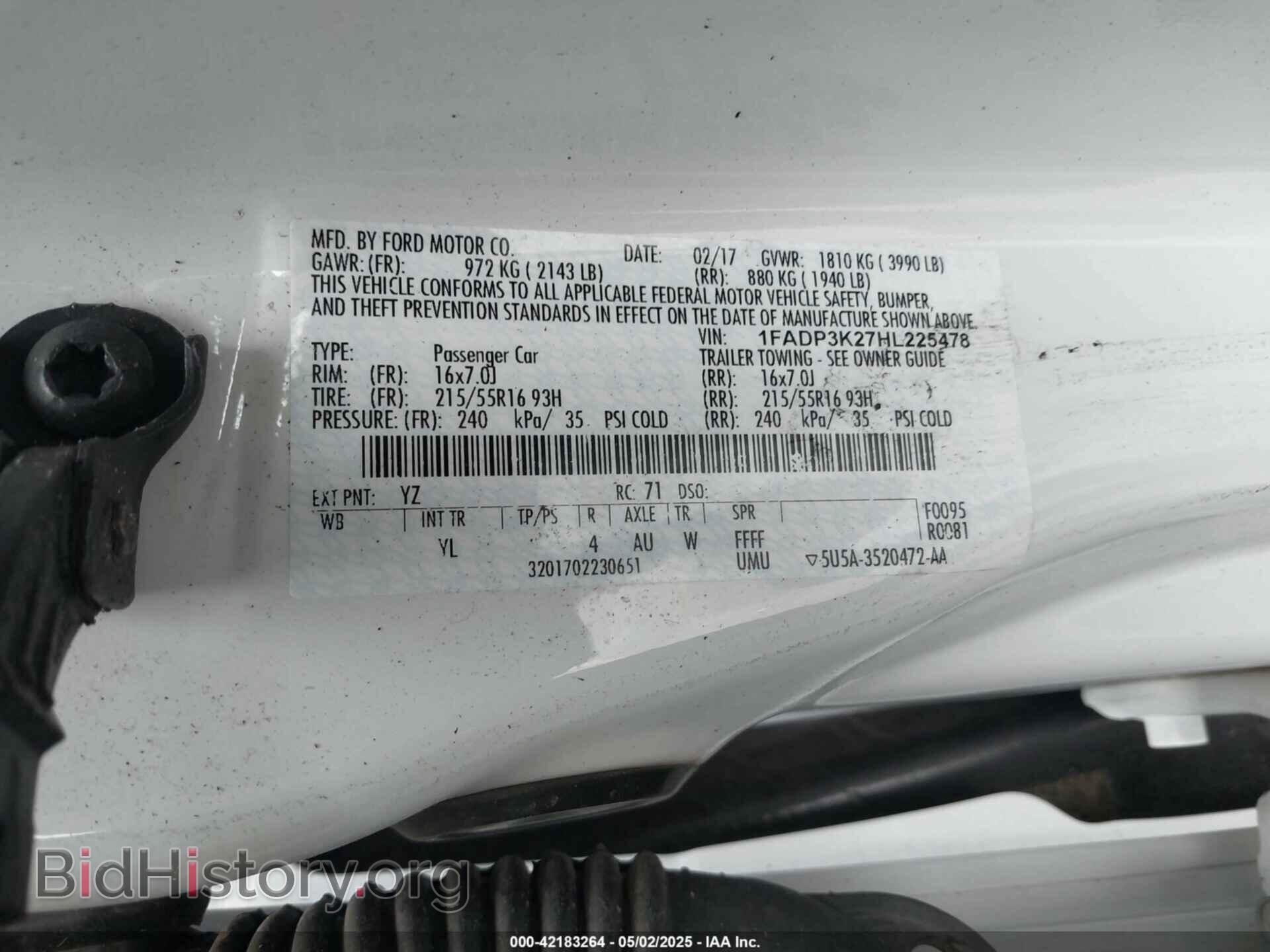 2017 FORD FOCUS - VIN: 1FADP3K27HL225478 - Фото 9