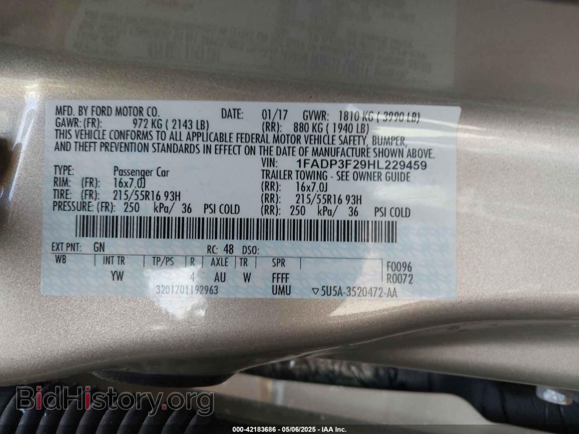 2017 FORD FOCUS - VIN: 1FADP3F29HL229459 - Photo 9