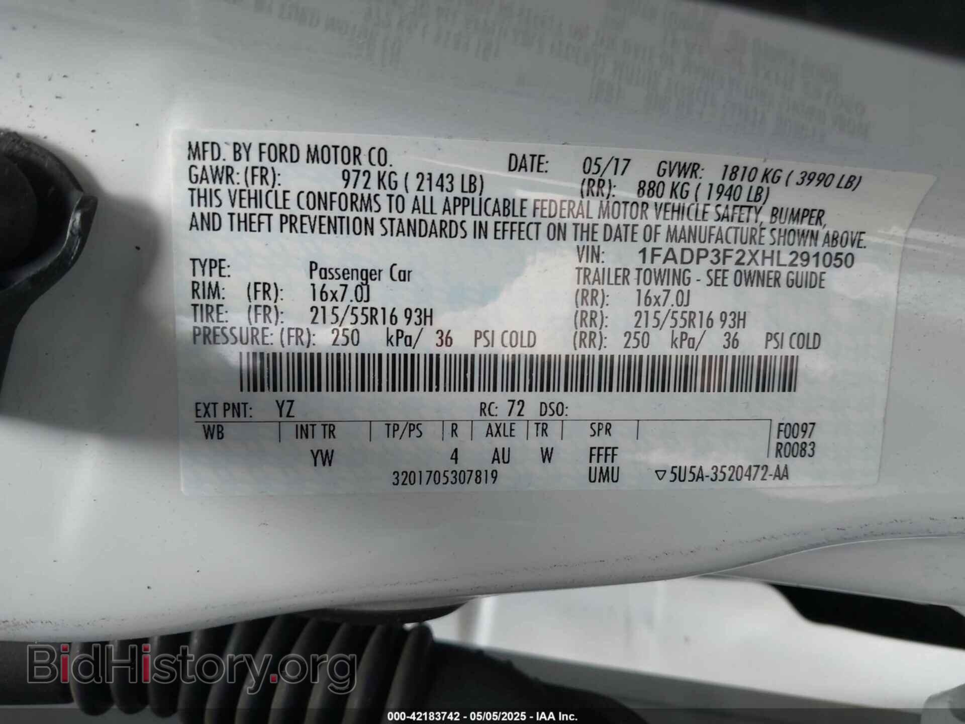 2017 FORD FOCUS - VIN: 1FADP3F2XHL291050 - Фото 9