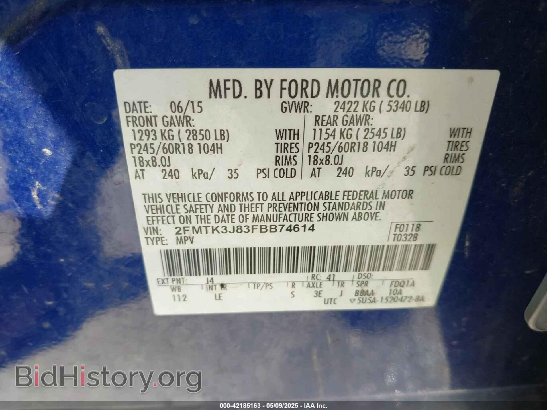 2015 FORD EDGE - VIN: 2FMTK3J83FBB74614 - Photo 9