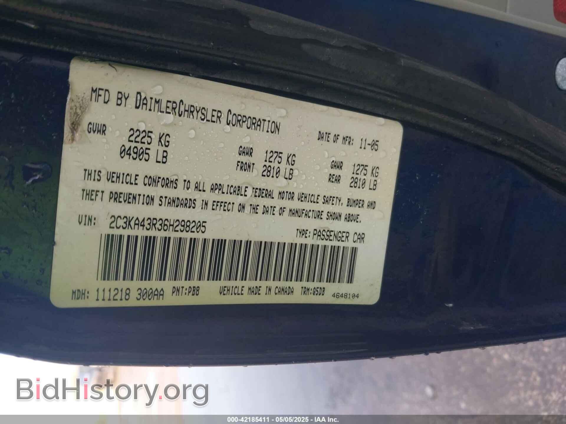 2006 CHRYSLER 300 - VIN: 2C3KA43R36H298205 - Фото 9