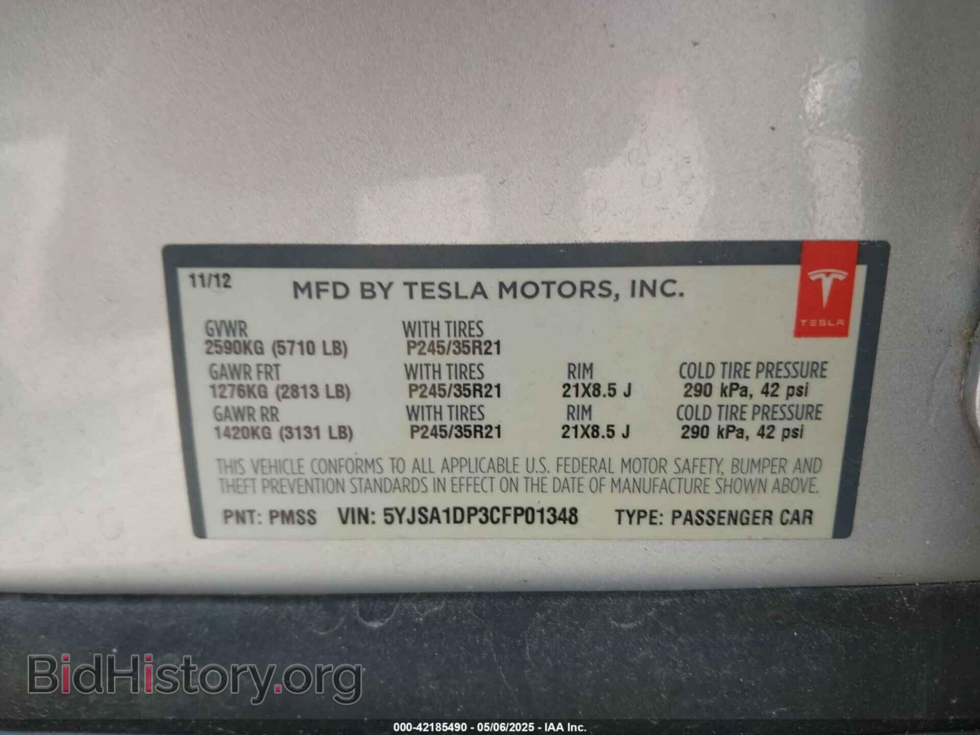 2012 TESLA MODEL S - VIN: 5YJSA1DP3CFP01348 - Photo 9