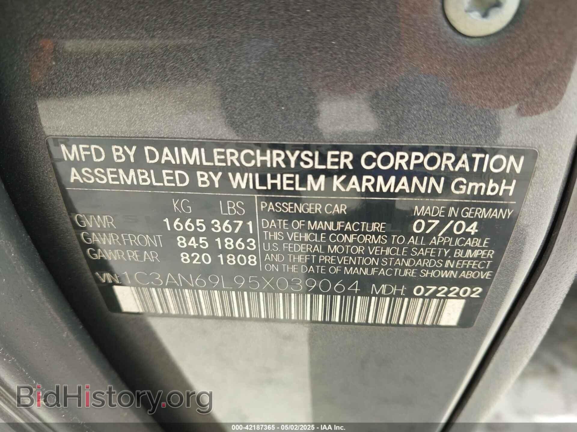 2005 CHRYSLER CROSSFIRE - VIN: 1C3AN69L95X039064 - Фото 9
