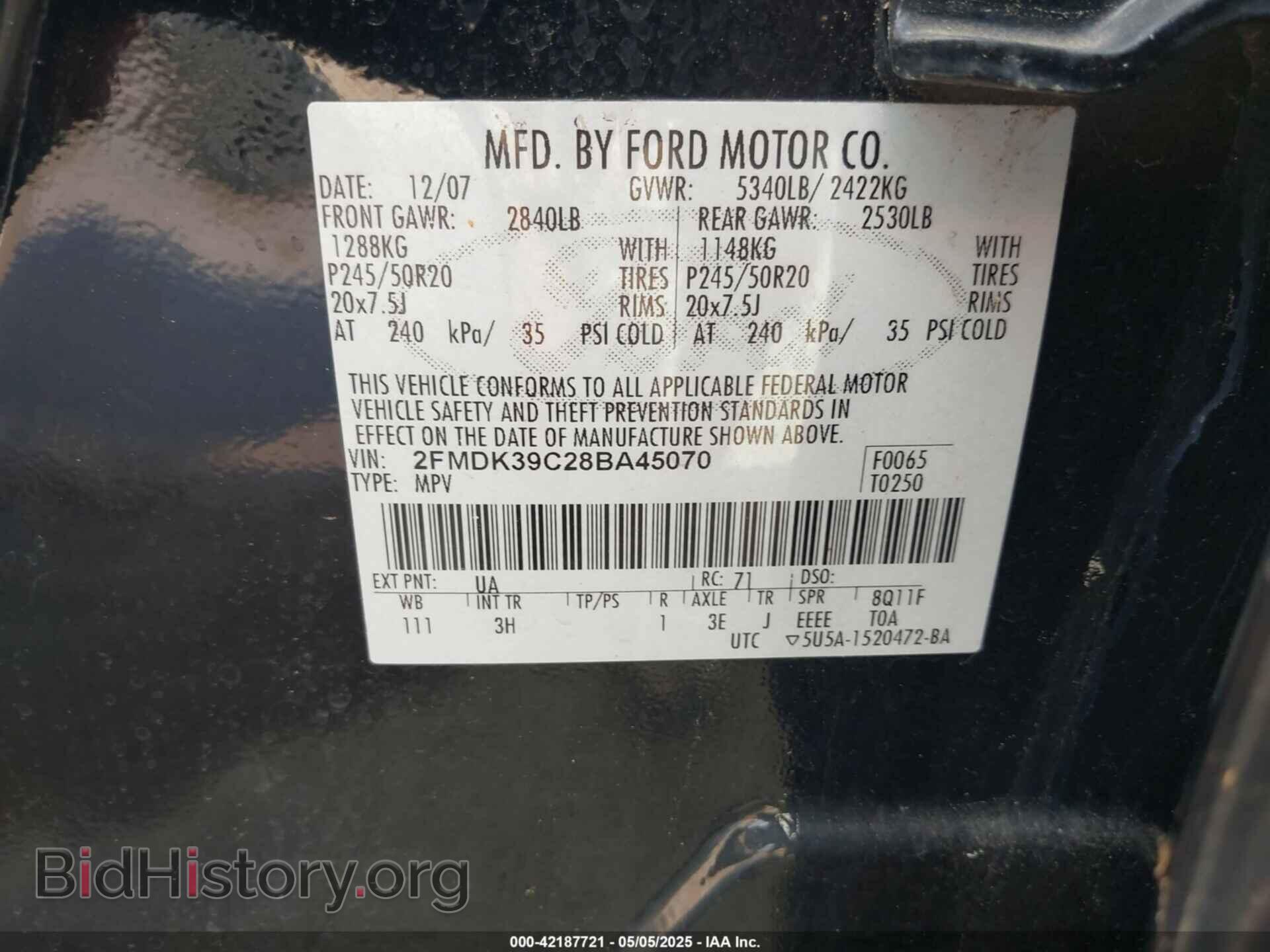2008 FORD EDGE - VIN: 2FMDK39C28BA45070 - Фото 9