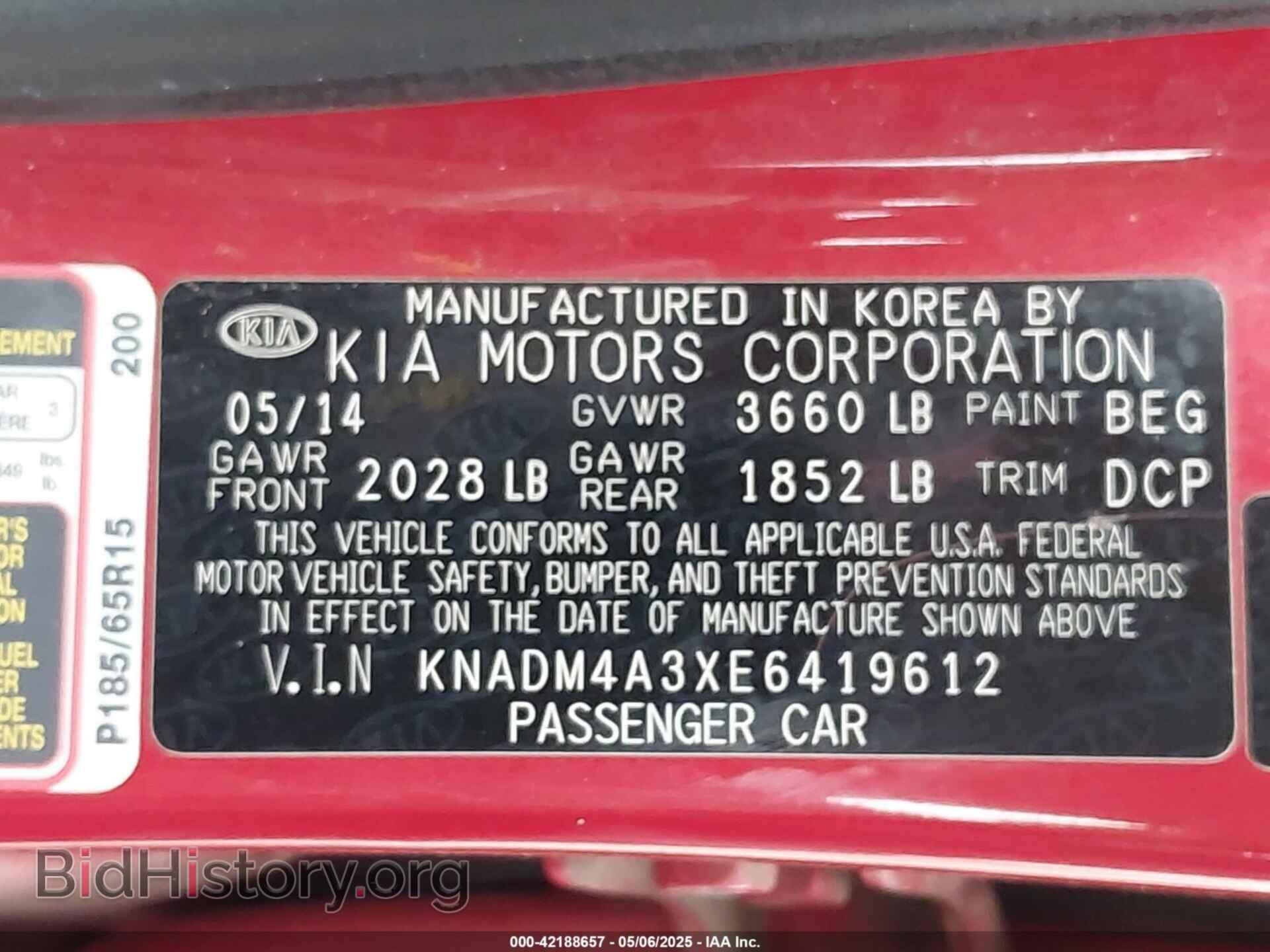 2014 KIA RIO - VIN: KNADM4A3XE6419612 - Фото 9