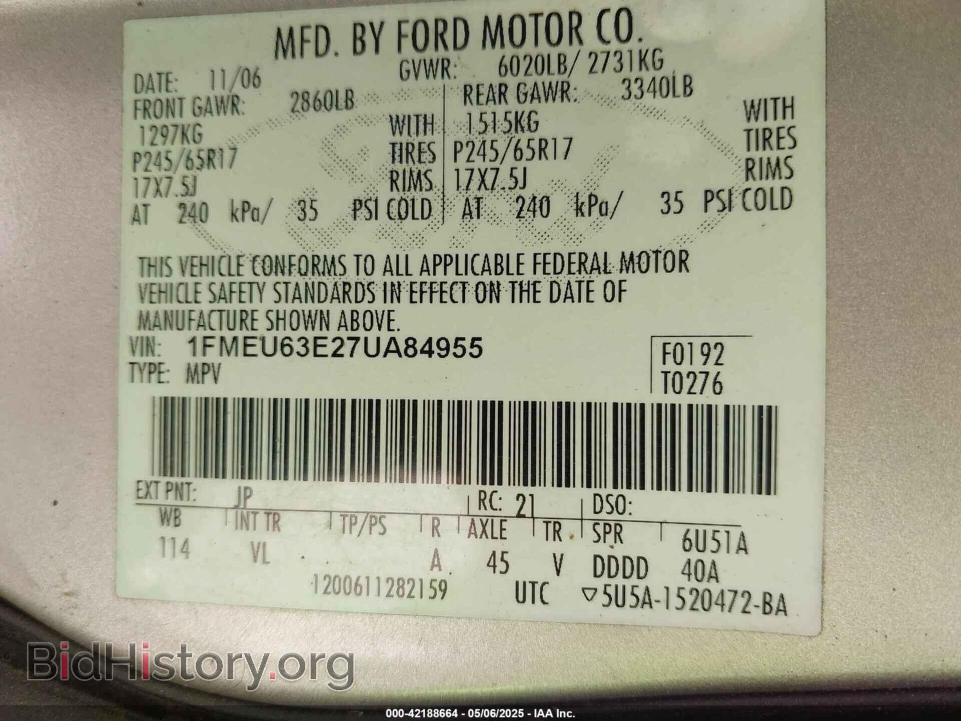2007 FORD EXPLORER - VIN: 1FMEU63E27UA84955 - Фото 9
